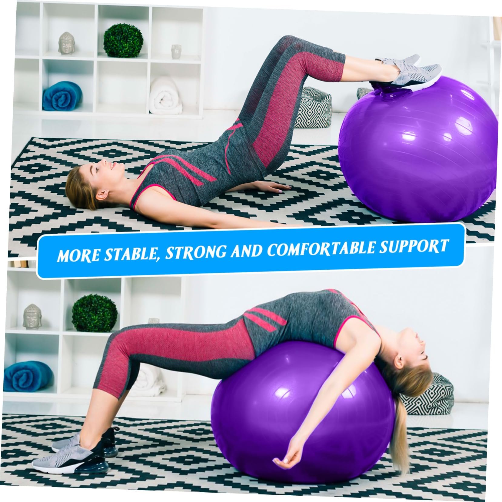 Yardwe Pelota de Yoga Ejercicio Pelota de Estabilidad de Pilates Gruesa con Inflador para Yoga Casa