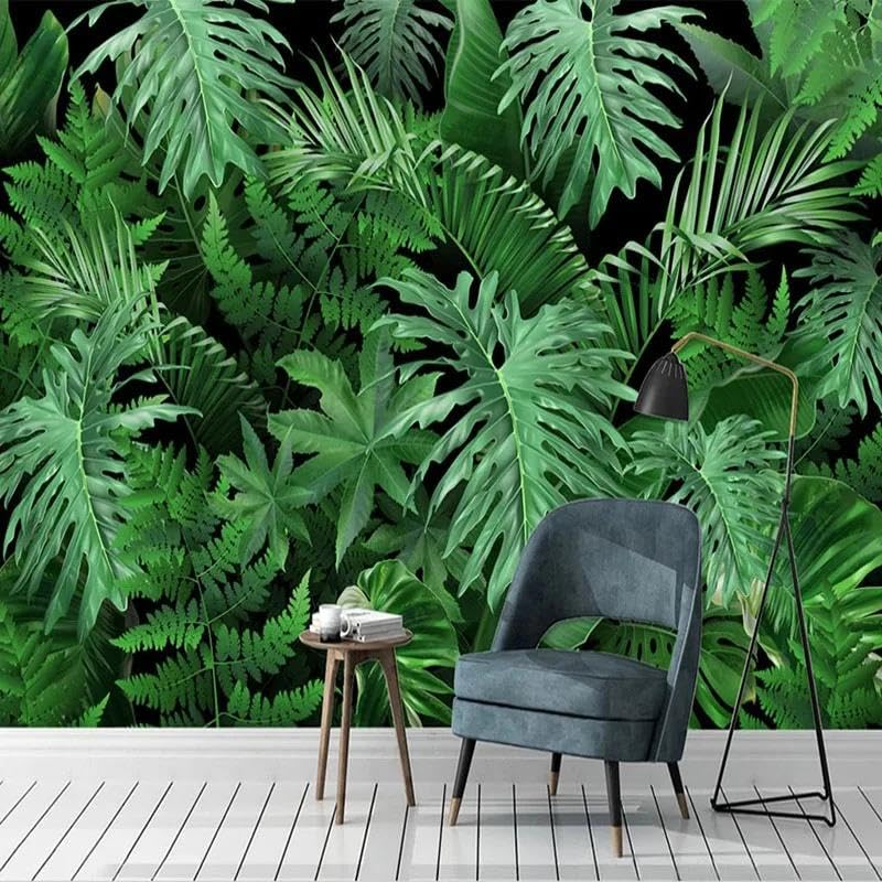 Papier peint 3d feuilles de plantes haut de gamme en tissu non tissé salon