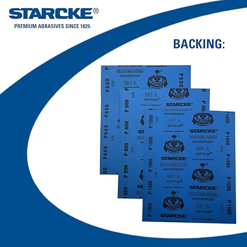 Miniatura 6 de STARCKE Paquete de 25 hojas de papel de lija de carburo de silicio impermeables (grano 600, grano 800, grano 1000), peso de 9 x 11 pulgadas, húmedo