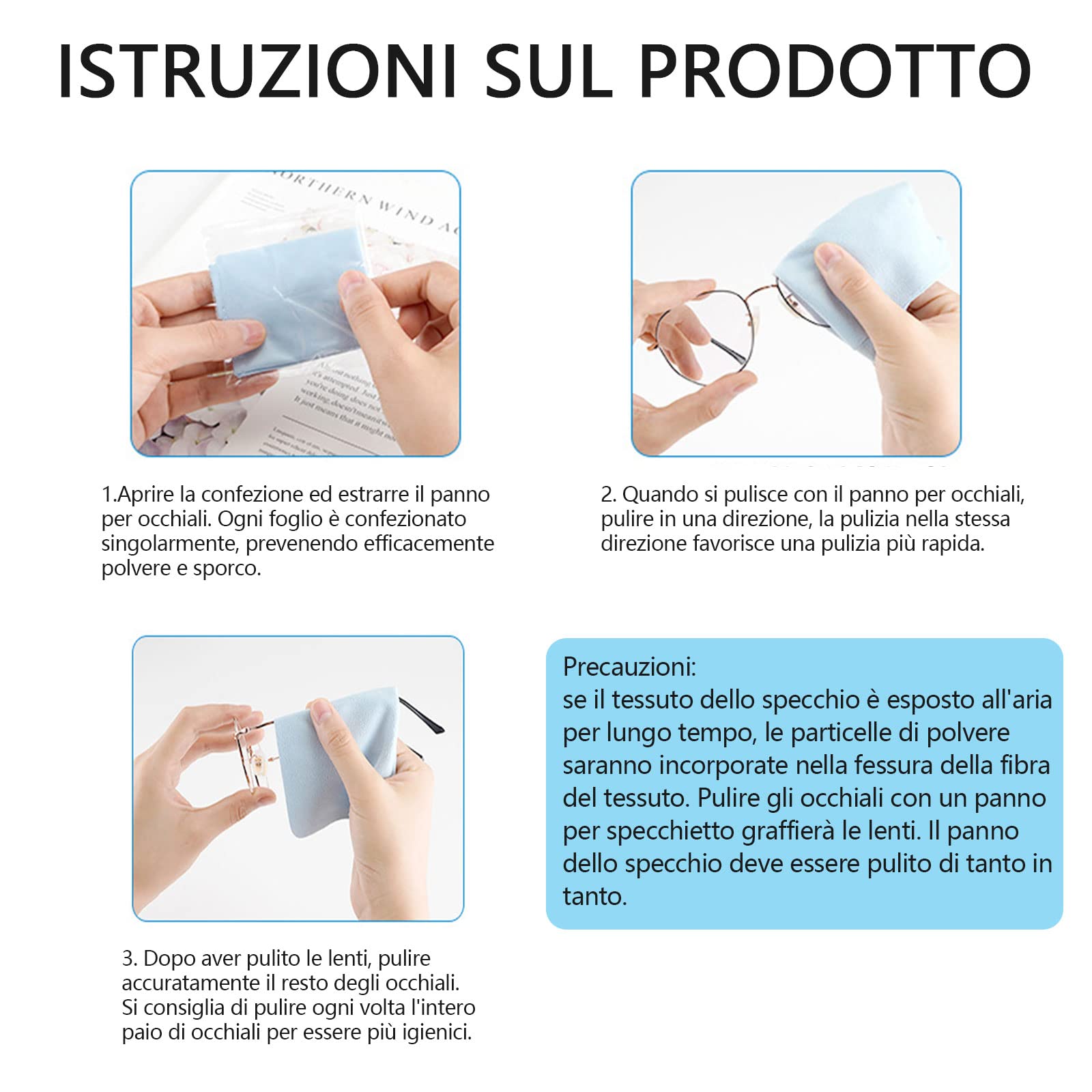Panni per La Pulizia Degli Occhiali in Microfibra - Panni per La Pulizia Degli Occhiali Extra Morbidi e Lavabili per La Pulizia di Occhiali, Lenti, Tablet, Telefoni, iPhone (confezione da 20)