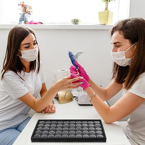 Miniatura 5 de KALLORY Caja de almacenamiento redonda de plástico transparente con diamantes para uñas, 50 rejillas, para manualidades, cuentas de gemas, estuche