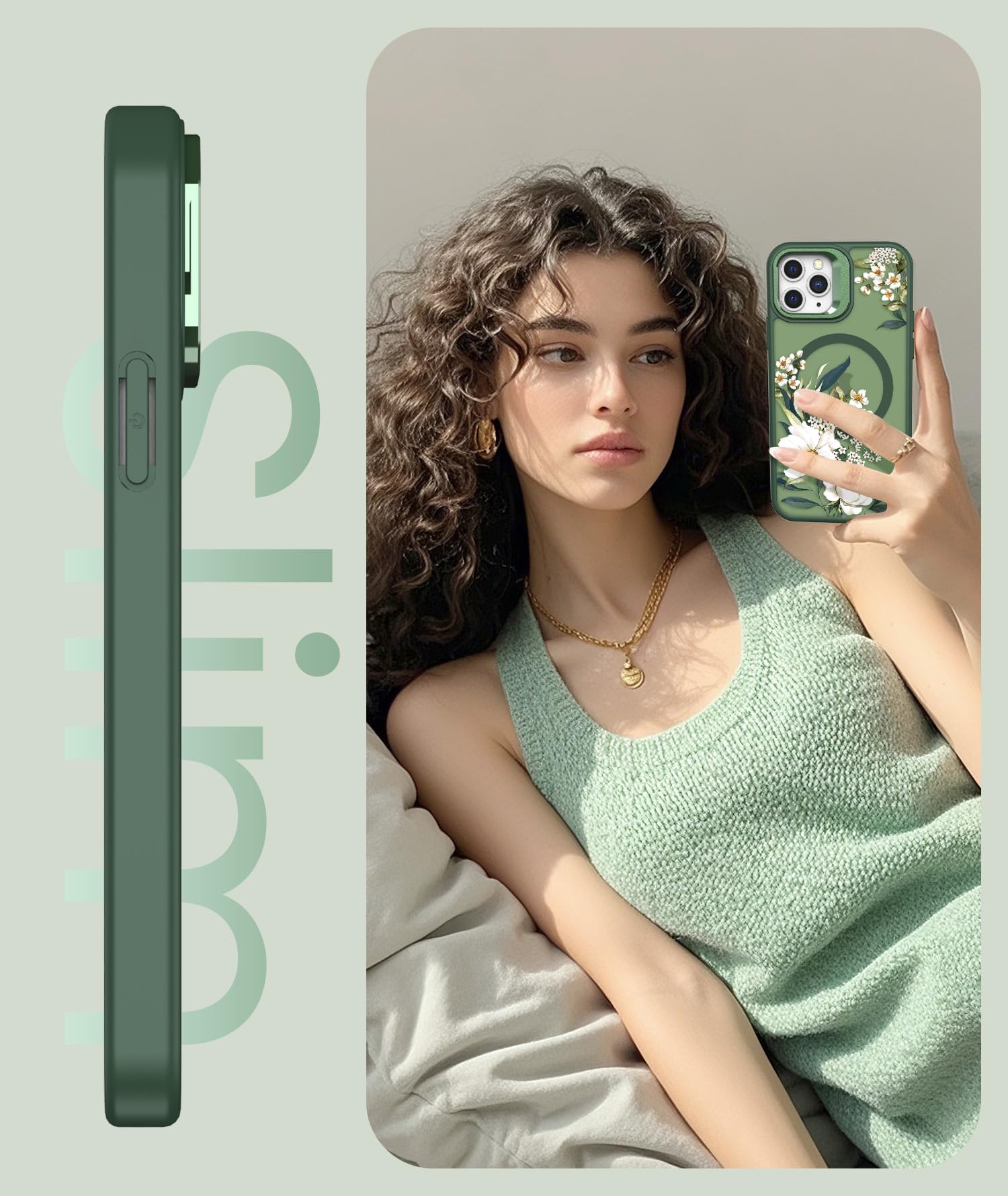 Dretal Magnetic For Samsung Galaxy S25-FE Case Floral,Built-in Lens Stand, Screen - View #4