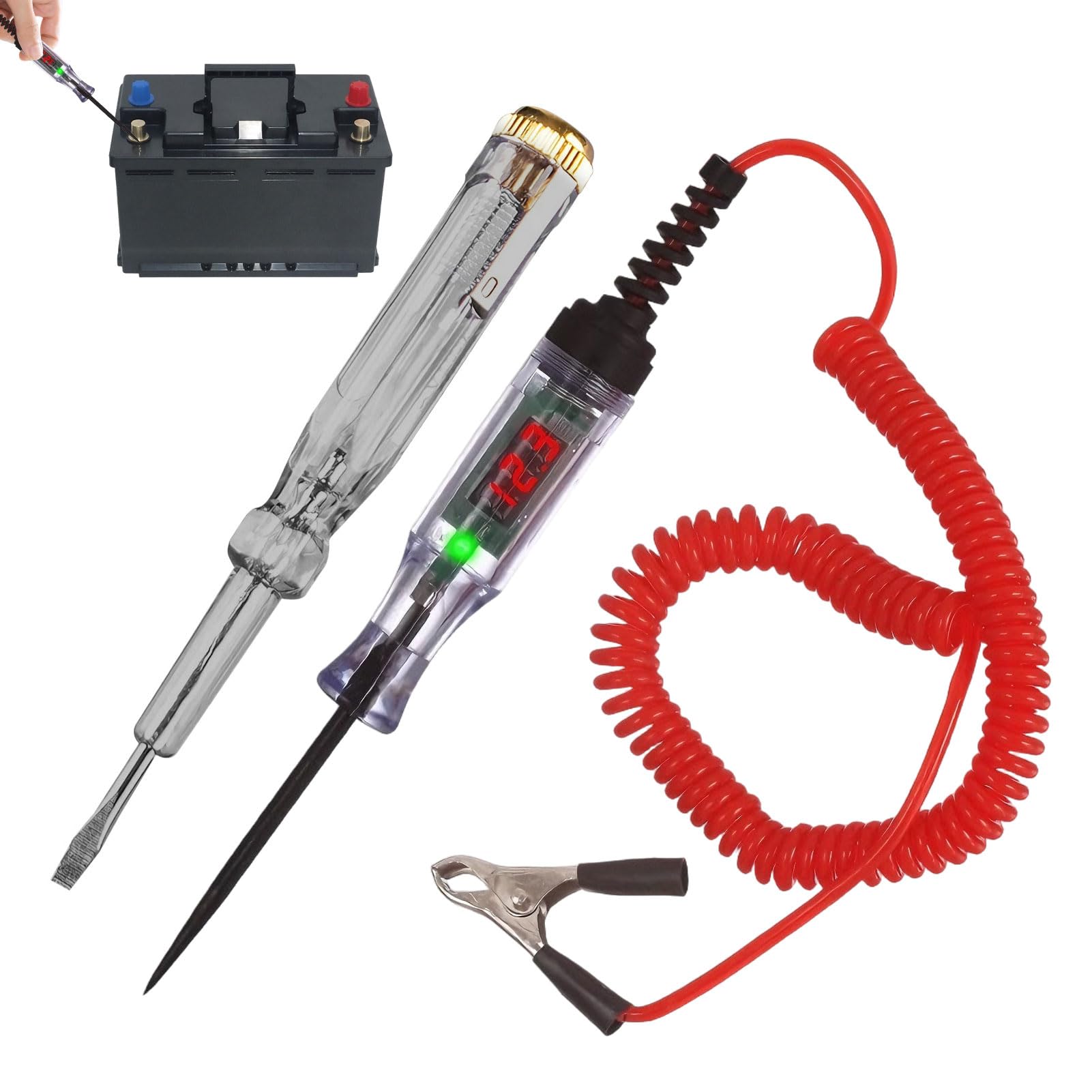 Car Fuse Tester, 3-90V DC Automotive Test Light with LED Display, Digital Circuit Tester, Applicable to Fuse,Wiring & Polarity Checks
