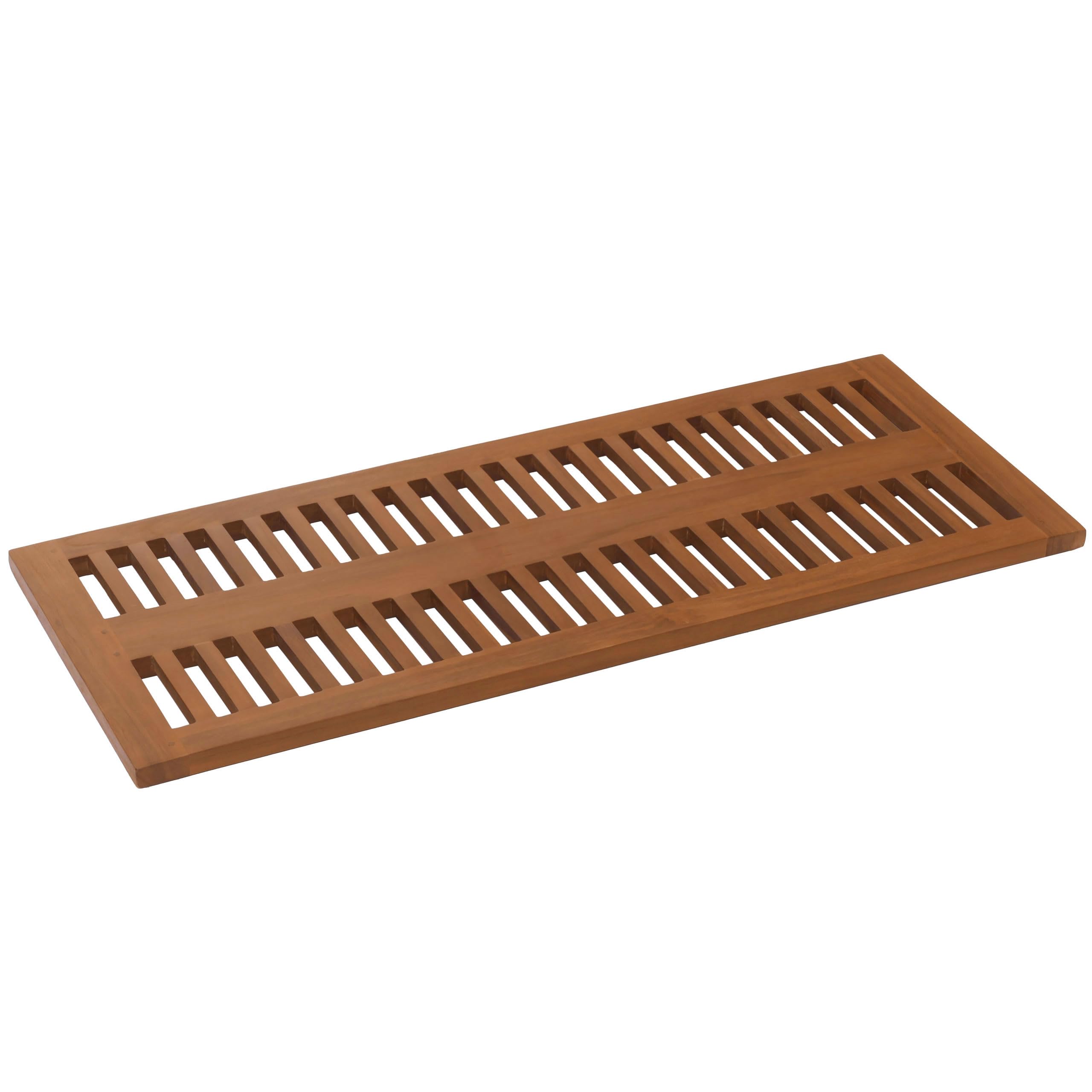 Mendler Teak-Badematte HWC-M86 3x40x100cm | Duschmatte, Badvorleger, hochwertiges B-Grade-Teak, (Kernholz, 20-30 Jahre)