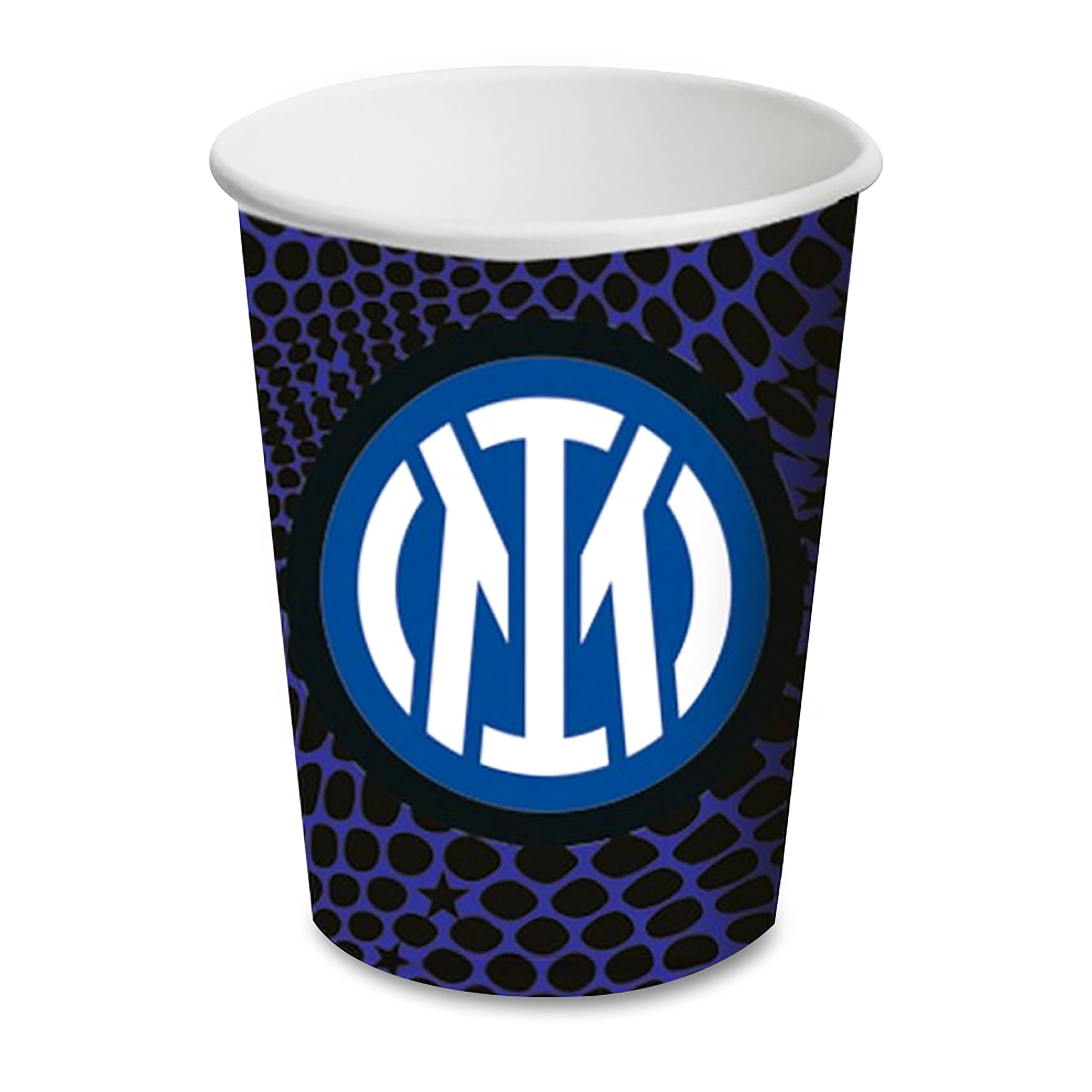 8 Bicchieri Neroazzuri in Carta, Stoviglie Addobbi da Tavola per Party a Tema Celebrazione Festa Compleanno Squadra Calcio Tifosi Decorazioni Nerazzurro - 266 ml