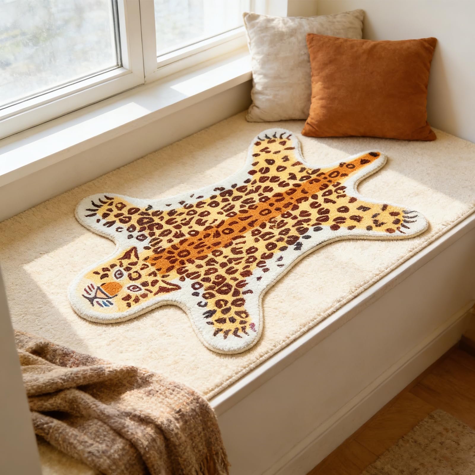 Tapis de Salle de Bain Tigre Antidérapant Lavable Doux