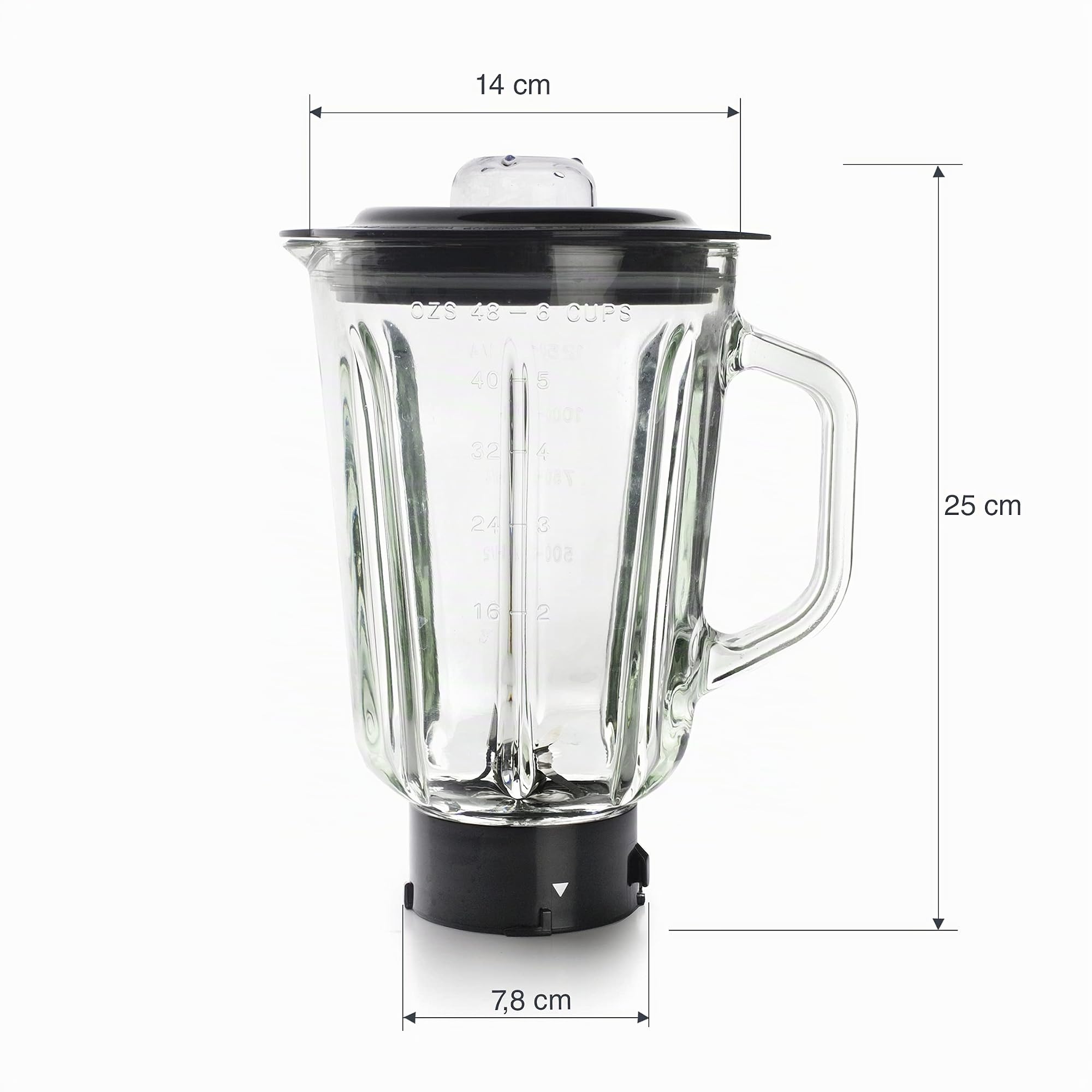 Lacor - 69684 - Caraffa in vetro per frullatore 1,5 L, accessorio originale compatibile con impastatrice Complet rif. 69583, 4 lame in acciaio inox, coperchio ermetico, per succhi, frullati e creme