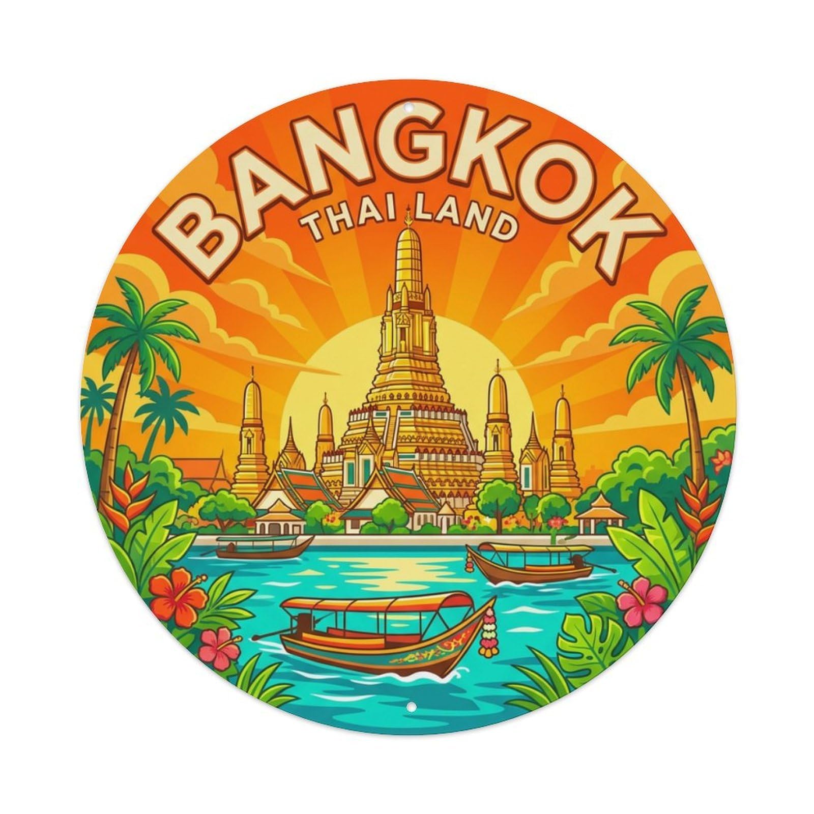 Vintage Travel Thailand Bangkok Metal Tin Sign