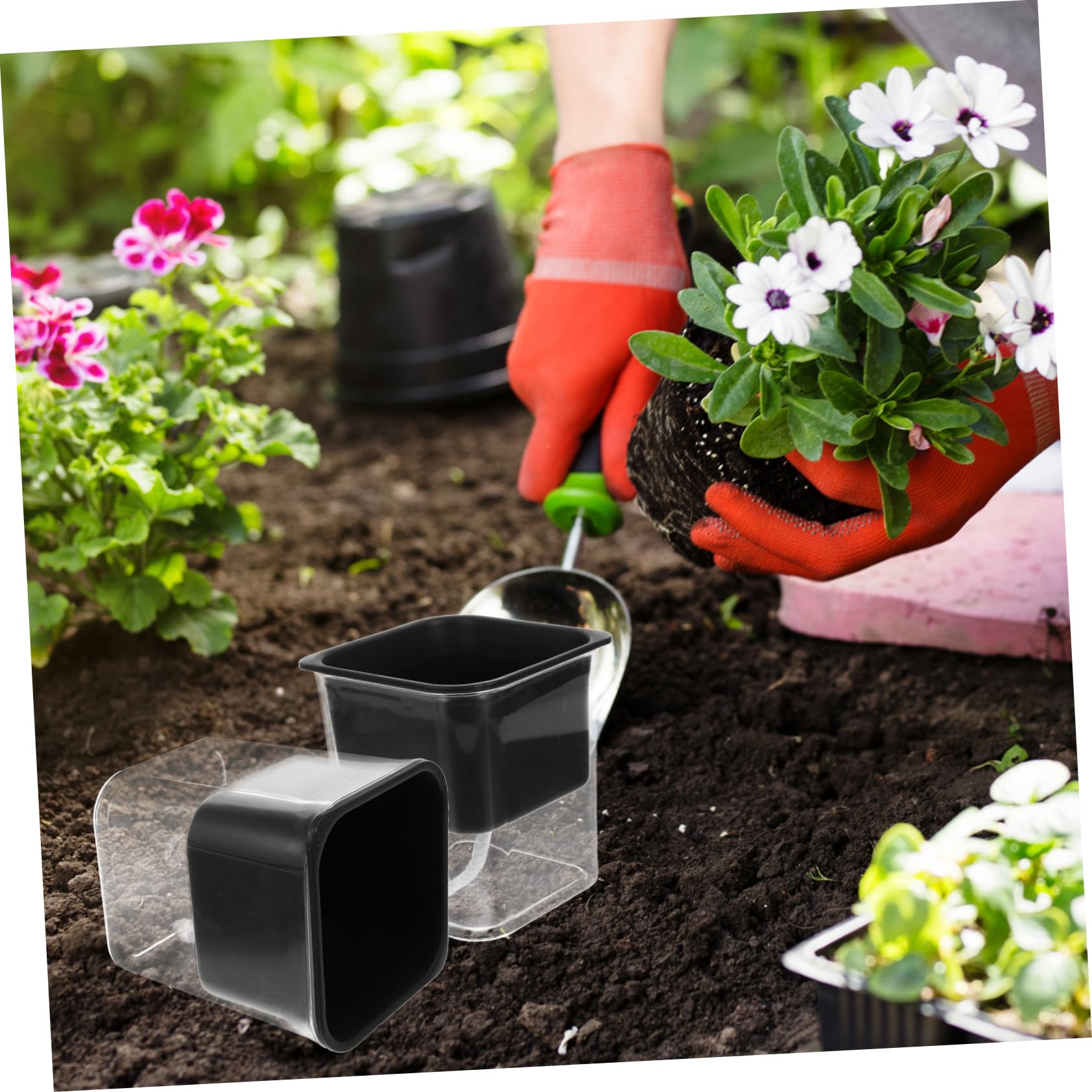 Toddmomy 4 Pièces Pot de Fleur Auto Irrigant Transparent Noir Jardinière Double avec Eau et Arrosage Automatique Pot Succulent Durable pour Intérieur et Extérieur