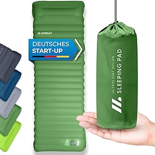NORDMUT® Isomatte Schnellaufblasend mit integrierter Fußpumpe 10 cm - Isomatte Camping mit kleinem Packmaß - Outdoor Matratze für müheloses aufpumpen - Camping Matratze Ultra komfortabel