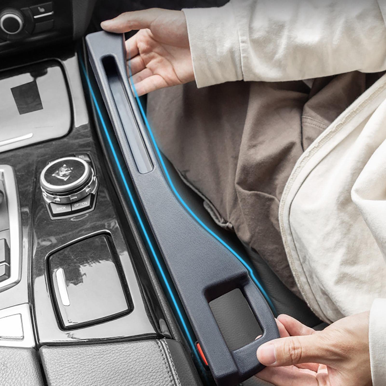 Givifive Set di 2 riempitivi per sedili auto, in morbida schiuma, universali, per auto, SUV, camion, per riempire lo spazio tra sedile e console e
