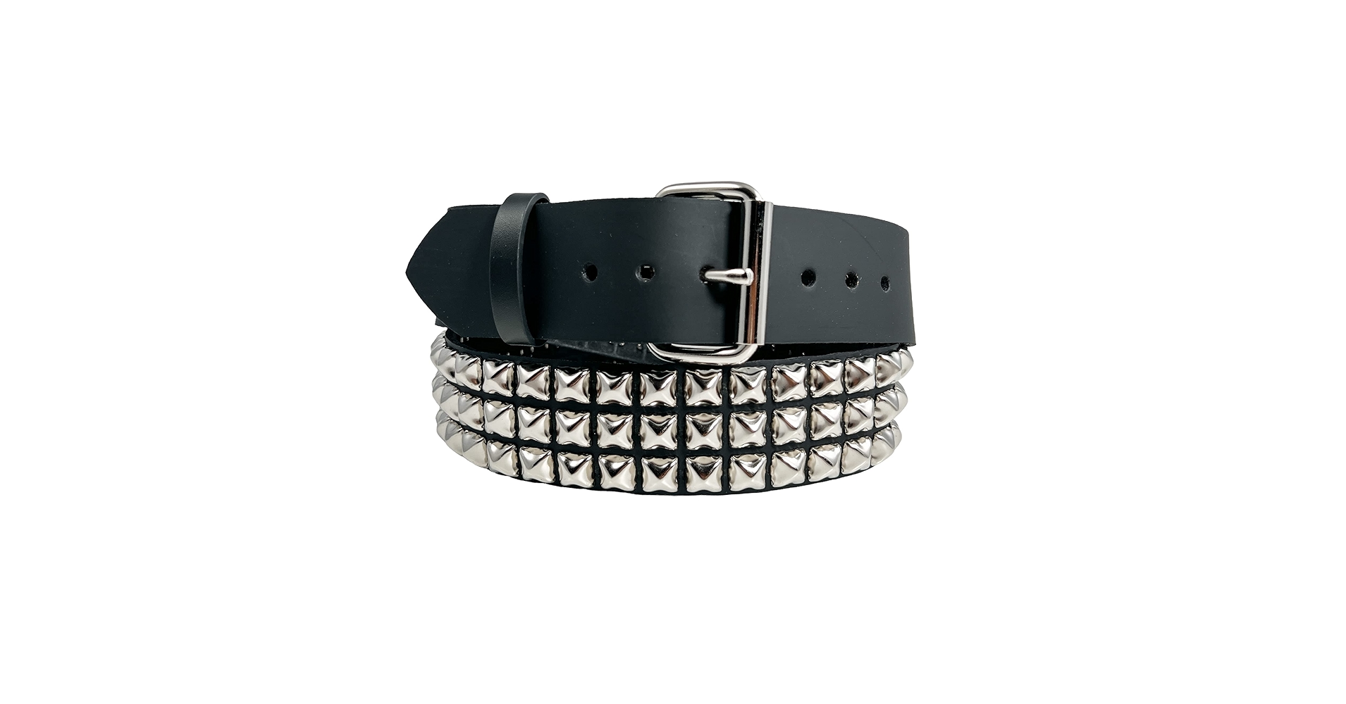 小物 pyramid studs belt made in USA 32 Three Row Pyramid Stud Belt Made In USA Genuine Leather Punk