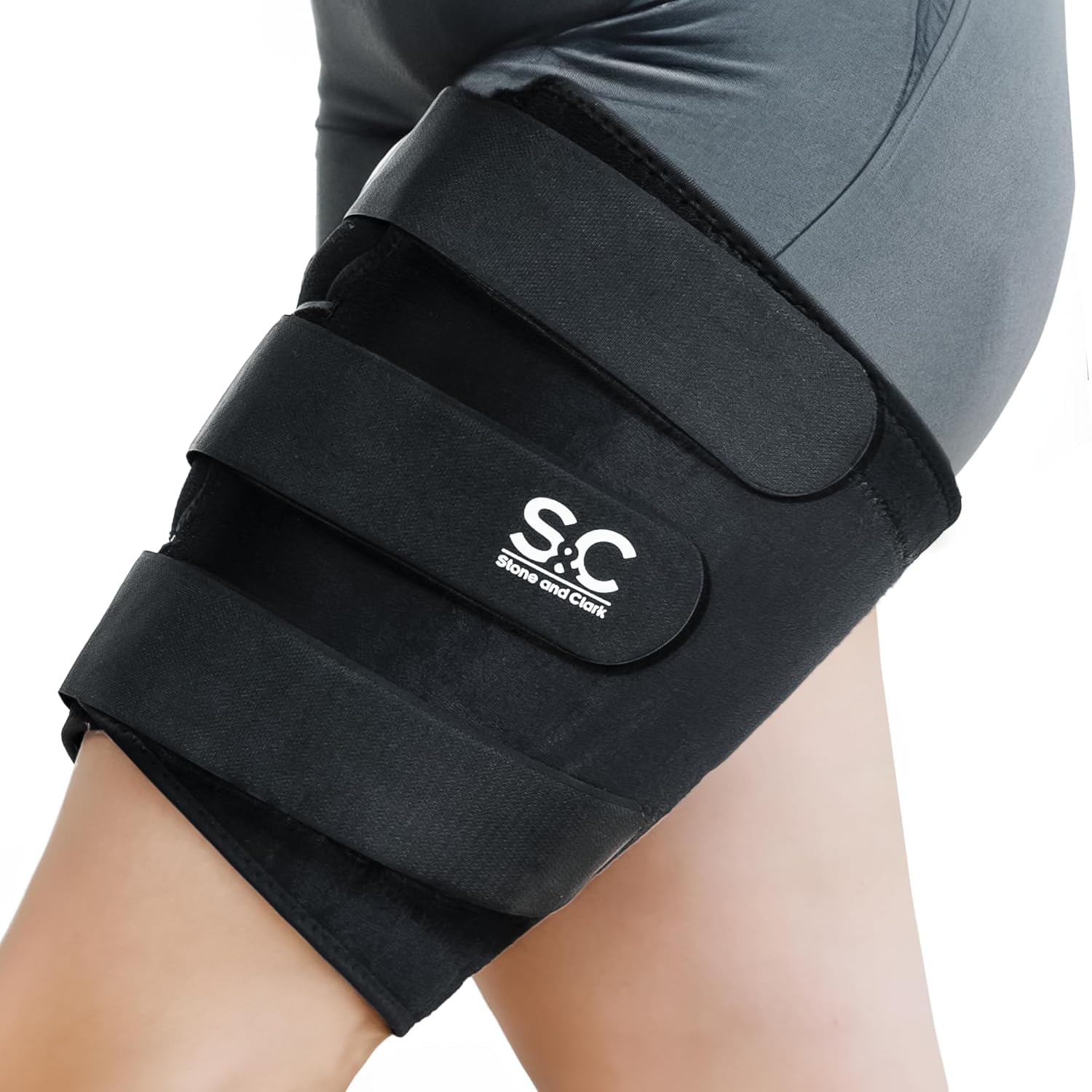 Stone and Clark Oberschenkelbandage – rutschfeste, bequeme Oberschenkelstütze und Oberschenkelbandage für Männer und Frauen - XL