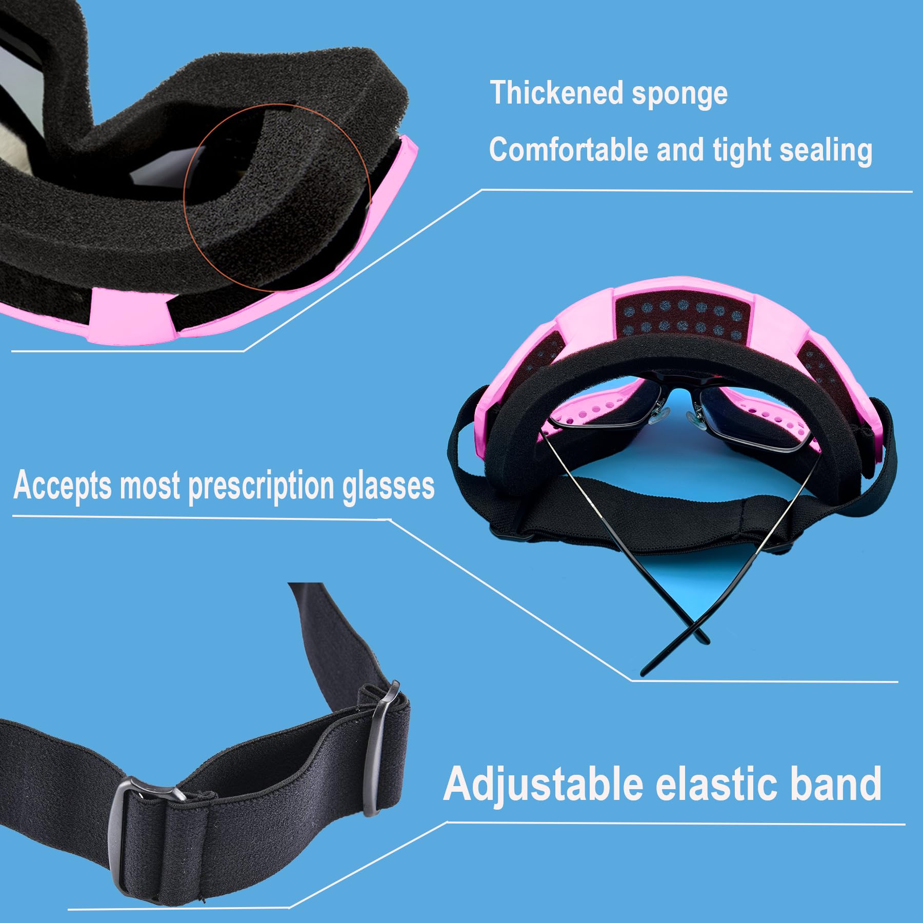 LJDJ Occhiali da moto Dirt Bike ATV Off-Road Equitazione Motocross Occhiali con protezione solare UV Neck Gaiter Face Cover