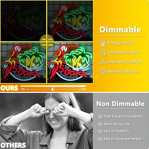 Miniatura 3 de Letreros de neón de 5 00 en punto, luces de neón de loro, decoración de pared para bar de cerveza, pub, recreación en casa, sala de juegos, regalo,