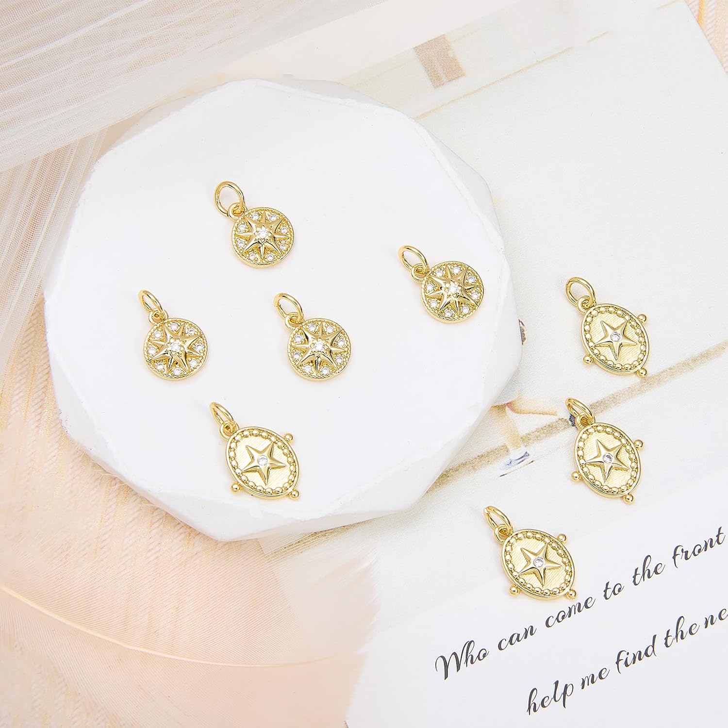 10Pcs Small North Star Charms for Jewelry Making Mini Cute Gold Plated Star Charms Brass Cubic Zirconia Pendants for DIY Necklace Bracelet Earrings DIY Supplies - Image 4