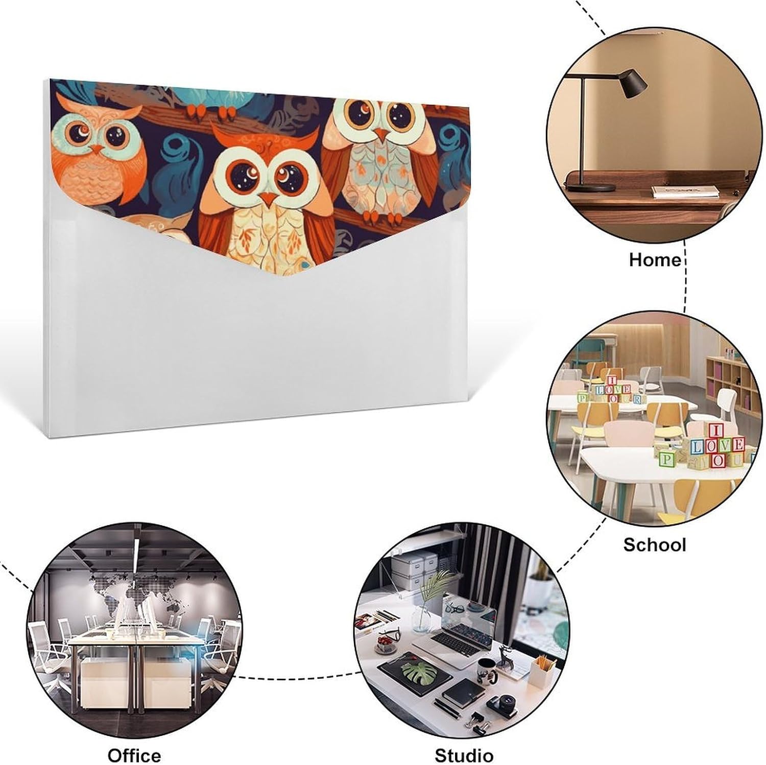 Anime Owl Folder Water-Resistant Accordion Files Organizer Moisture-Proof Expanding File Folder Pockets Reusable Clear File Folders Files Bags Document Holder image 3