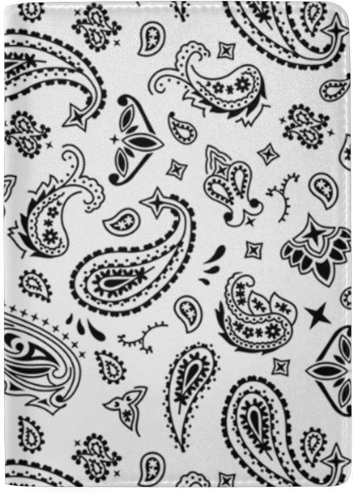 Personalized Leather Passport Holder Cover with Traditional Paisley Boho Ethnic