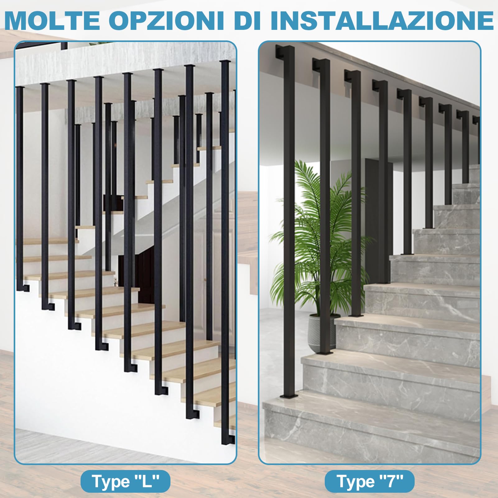 YUDE Ringhiera per Scale Interne, DIY Corrimano per Scale Interne Corrimano per Scale in Ferro Battuto Ringhiera per Scale a Forma di L per Soffitta, Interni Villa e Appartamento