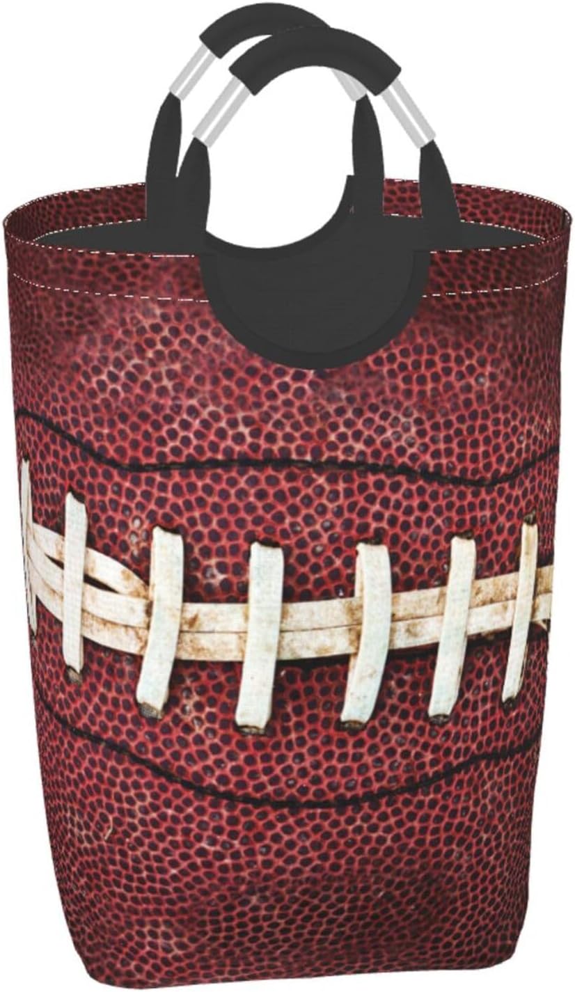 LIBIFALL American Football Themed Large Laundry Basket Sports Ball Laundry Hamper Bag Collapsible Laundry Baskets Clothes Hamper with Handles Storage Baskets For Bathroom,Dorm,Family 50L