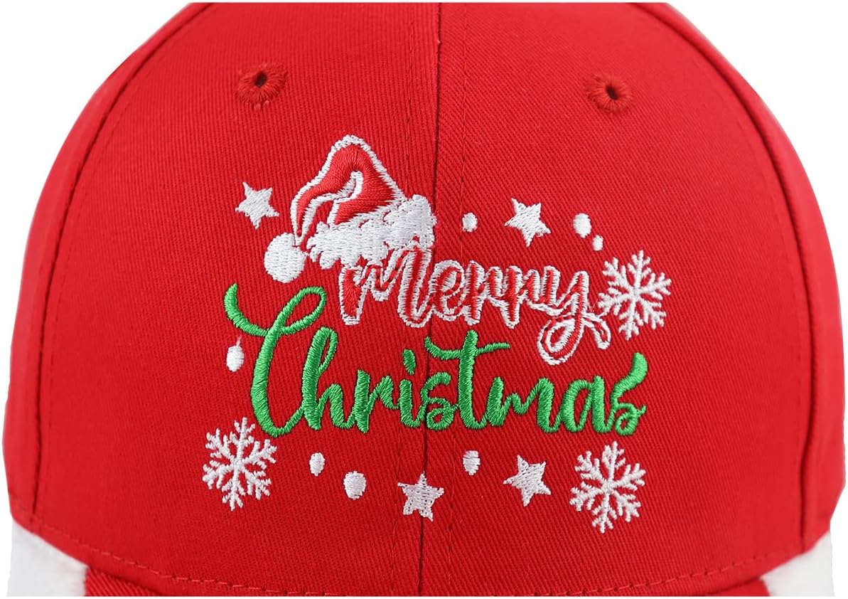 Funny Merry Christmas Hat for Men Women, Adjustable Embroidered Cotton Santa Red Baseball Cap - Image 4