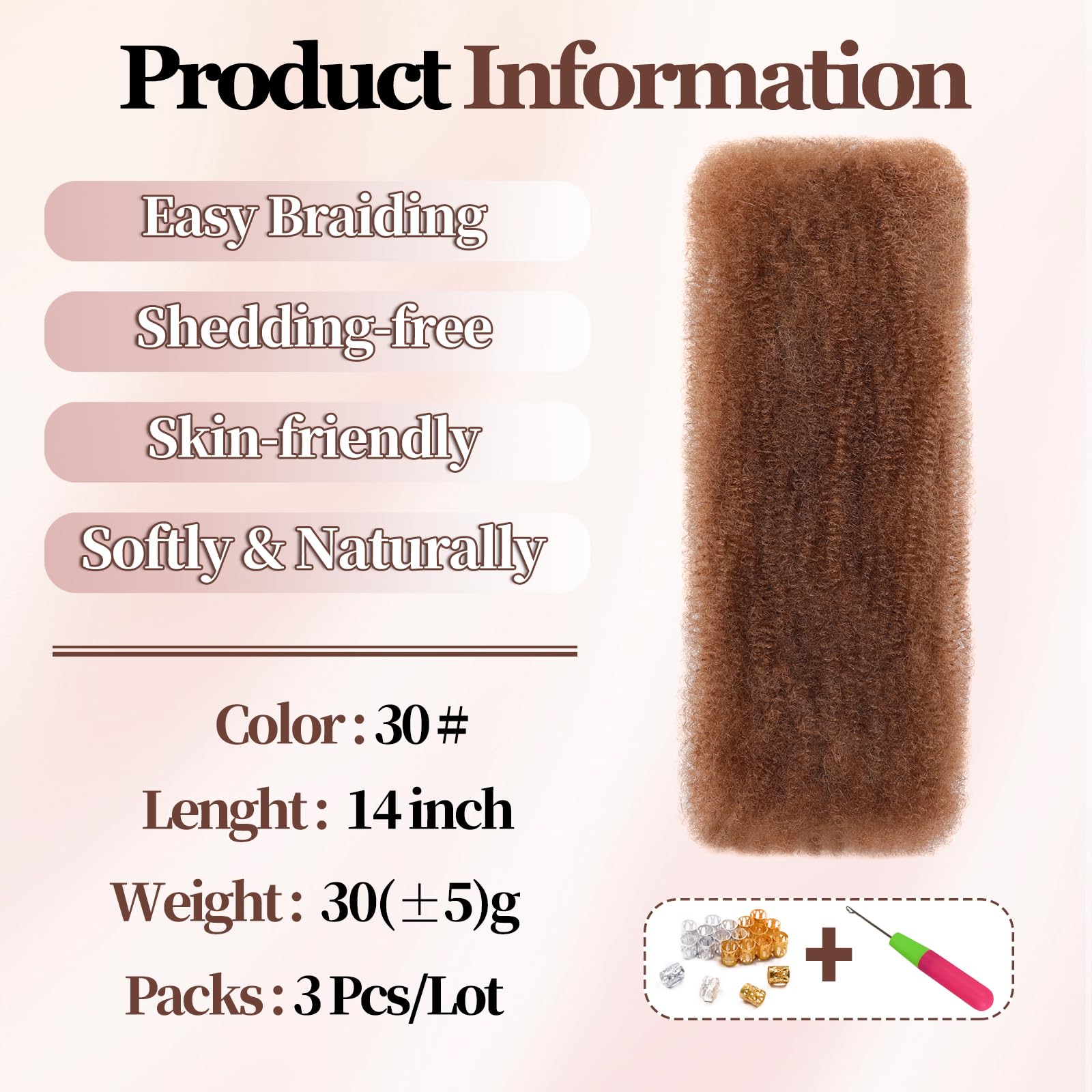 XIIMENALU Afro Kinky Curly Braiding Bulk Hair For Mini Twists Afro Kinkys Bulk Synthetic Cuban Twist Hair Soft Locs Micro Spring Twist For Dreadlocks Loc Repair (30# - Image 2