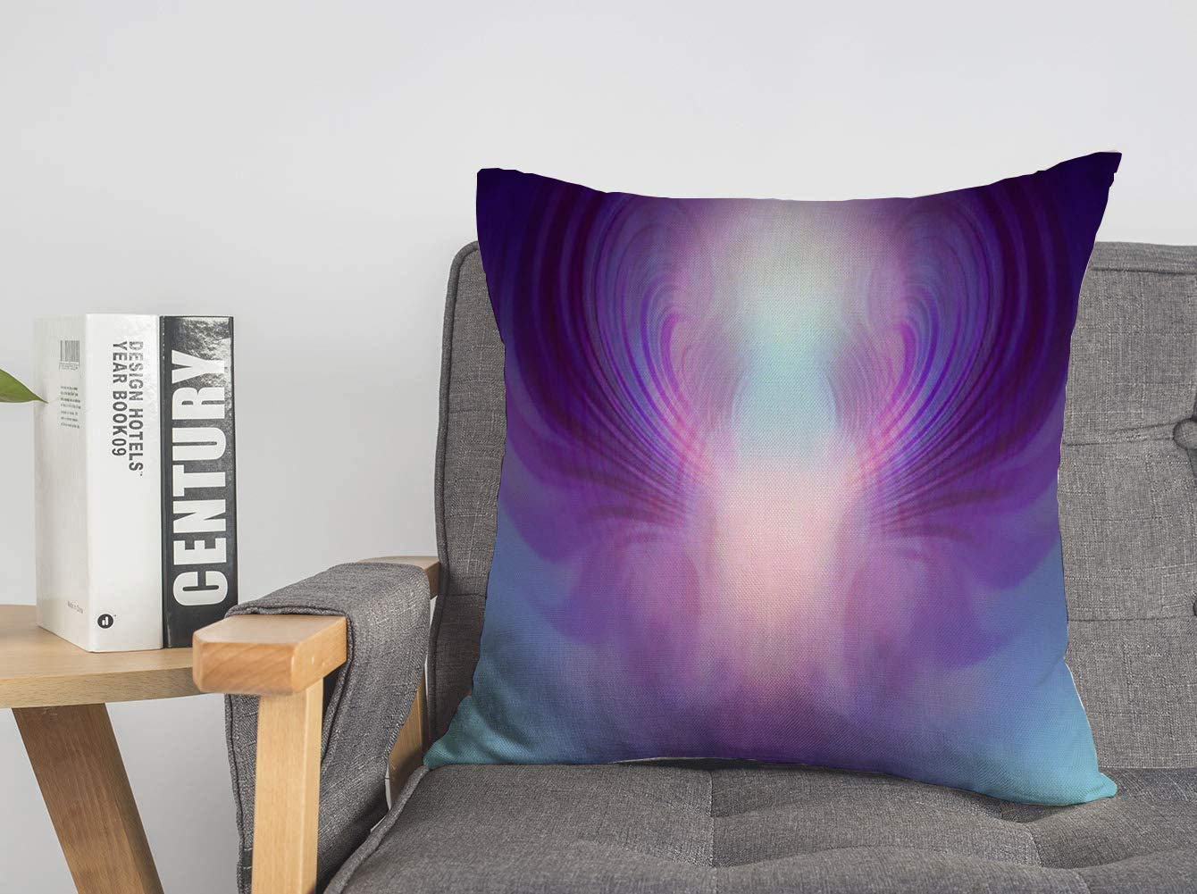 Decorative Throw Pillow Cover Ethereal Unique Being Blue Different Form Matter Purple Ghostly Depicting Enlighten Textures Space Soft Linen Cushion Covers 16 x 16 Inches for Couch Car Bedroom