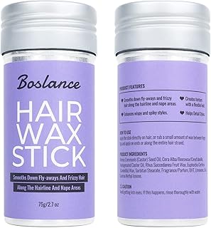 Boslance Hair Wax Stick, Wax Stick for Hair Slick Stick, Hair Stick for Flyaways Hair Gel Stick Non-greasy Styling Cream for Fly Away & Edge Control Frizz Hair Styling 2.7 Oz (1 wax stick)
