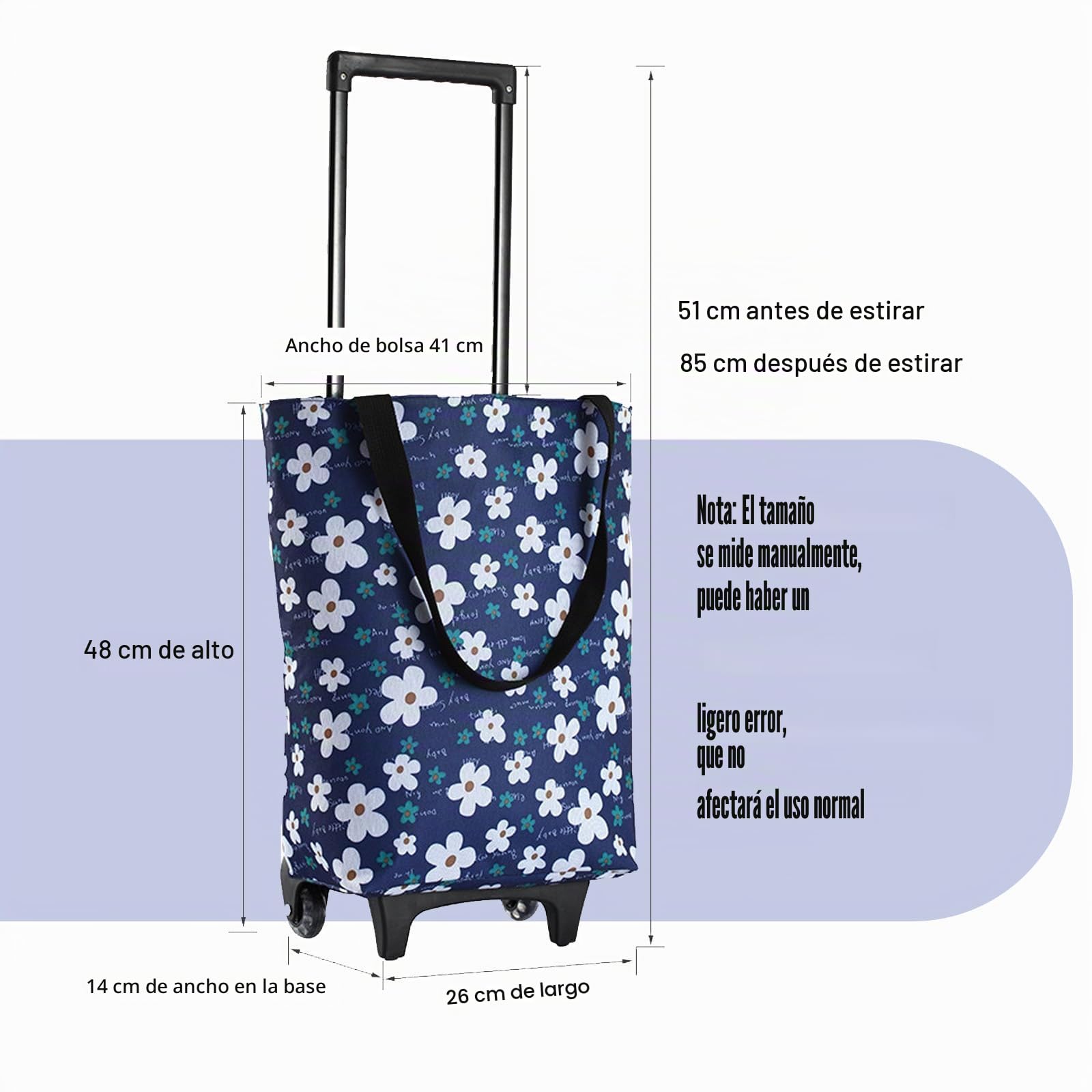 Carrito De Compra,Bolsa Plegable con Ruedas,Bolsa PortáTil para Ruedas De Compras,Reutilizable,Resistente Al Agua,PortáTil,Gran Capacidad,para Viajes,Compras,Camping,Supermercado