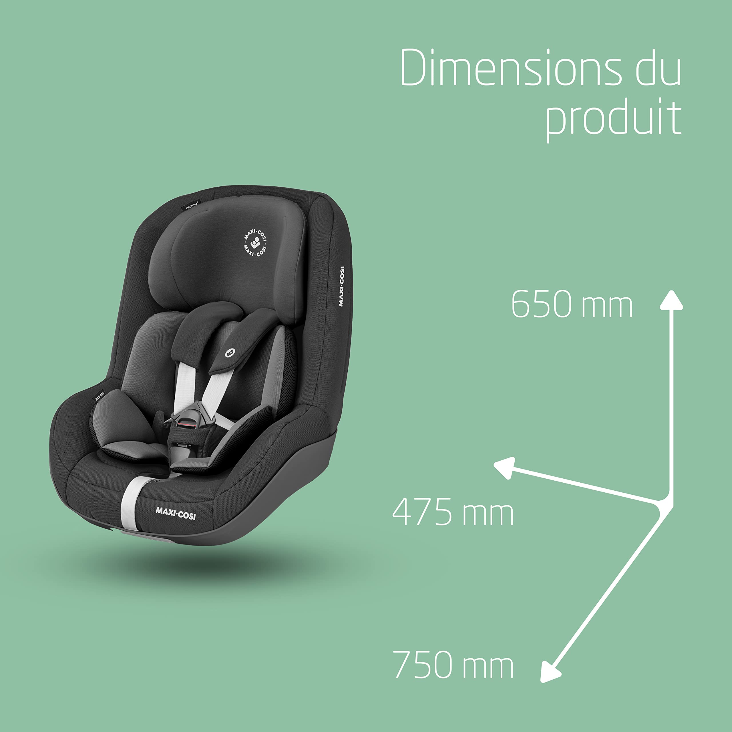Maxi-Cosi Pearl Pro² i-Size, Siège Auto Groupe 1, ISOFIX, Installation Dos Route et Face Route, de 6 mois à 4 ans (67-105 cm), Authentic Black
