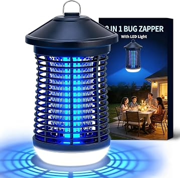 Electric Bug Zapper Indoor/Outdoor, Mosquito & Insect Zapper with LED | Electric Insect Control Device with LED Light. IPX4 Waterproof. 360 Attraction for Home, Kitchen, Patio.