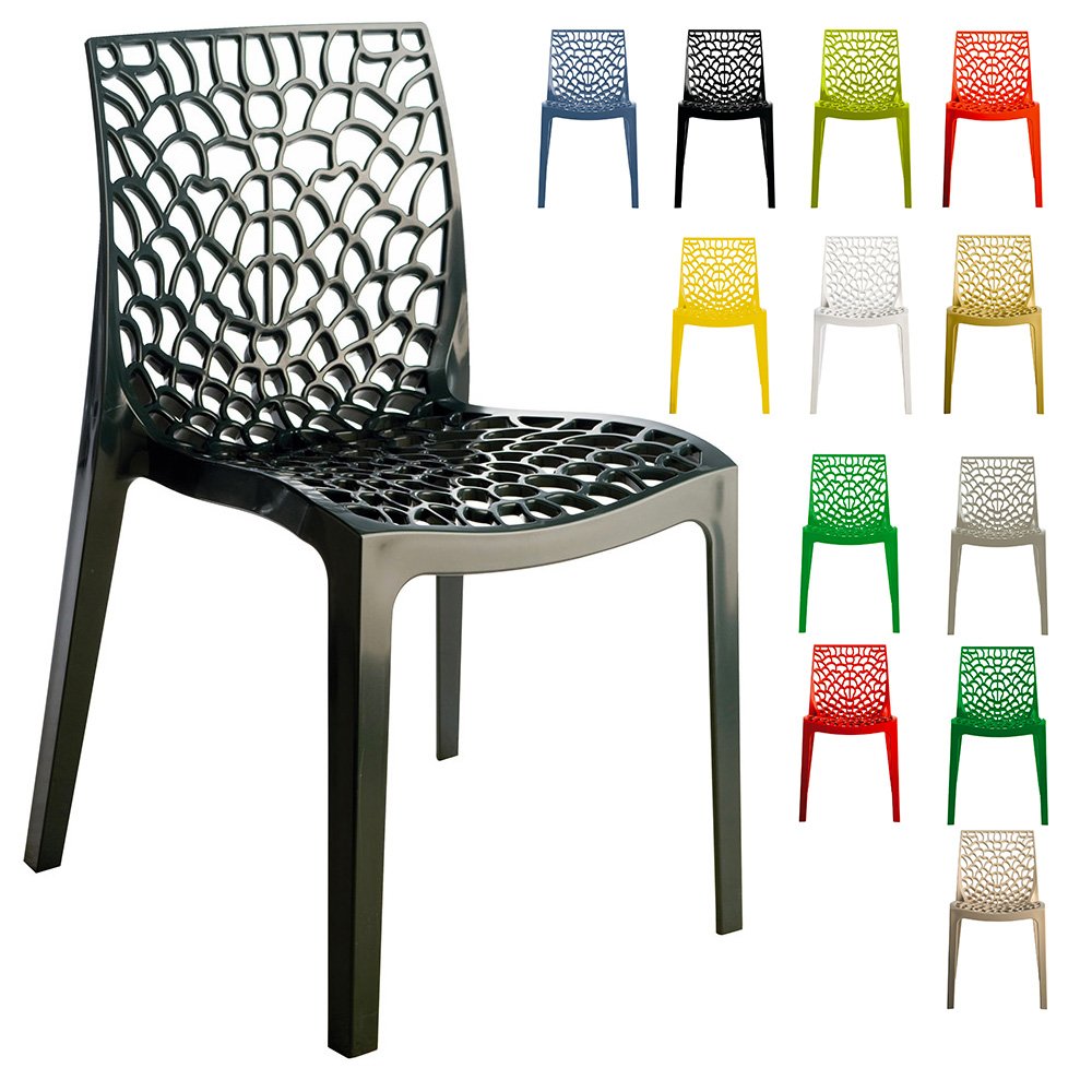 Sedia traforata da interni/esterni di design vari colori in polipropilene