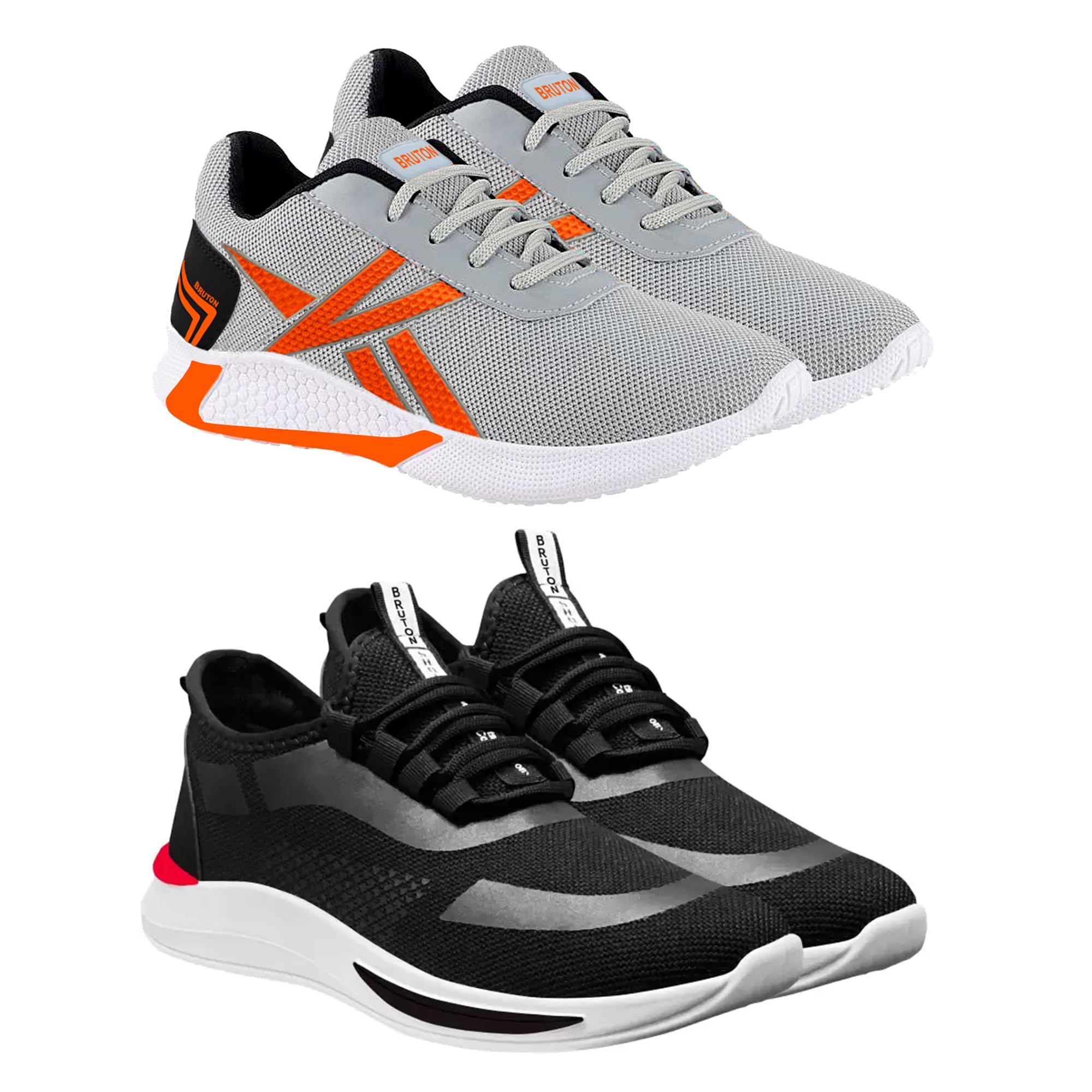 BRUTON Sport Shoes, Gym Shoes, Sports Shoes, Trendy Shoes, Running Shoes for Men (Pack of 2) (Black & Grey, Numeric_6) (B0BQJBT4RP) Amazon Price History, Amazon Price Tracker
