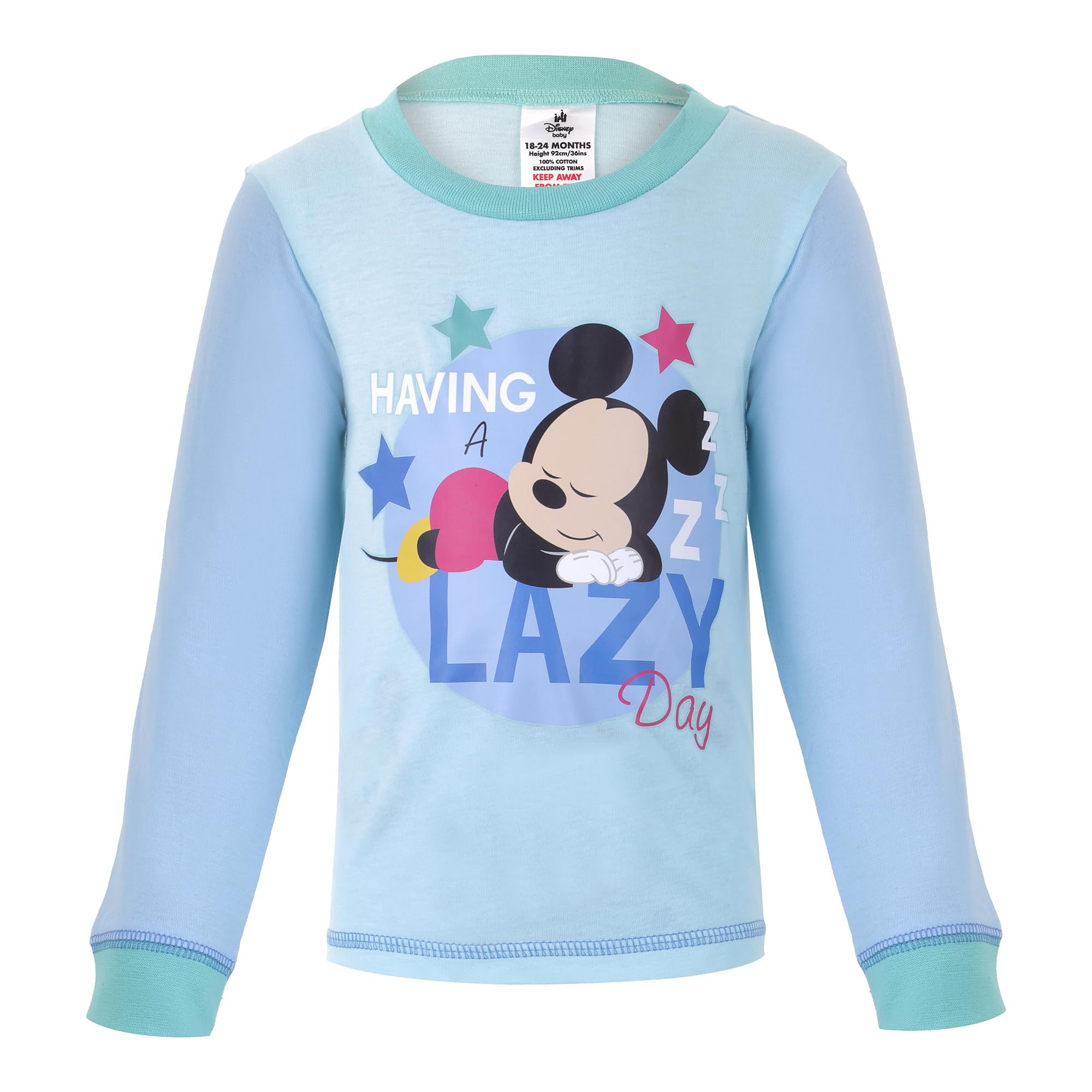 Disney Pigiama per bambini, motivo: Topolino, 2 pezzi, in cotone, per bambini e bambine