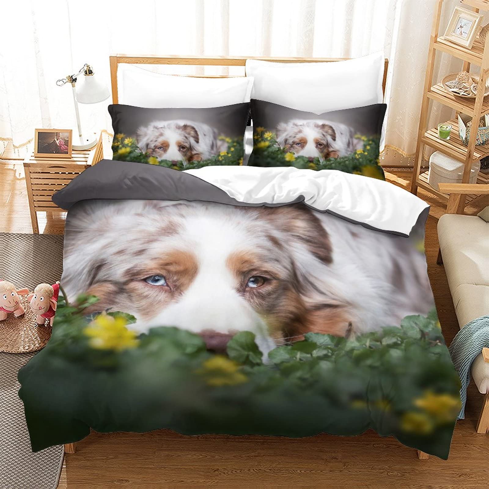 Housse de Couette 200x200cm Berger Australien pour Chambre Chaleureuse