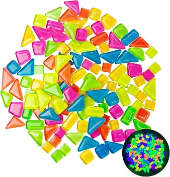 Glow in The Dark Mosaic Tiles,Mosaic Tiles for Crafts,Irregular Mosaic Glass Pieces,for Adults Handmade Crystal Craft,Coasters,Home Decor DIY Art Project,0.88 PoundMixed Color Series