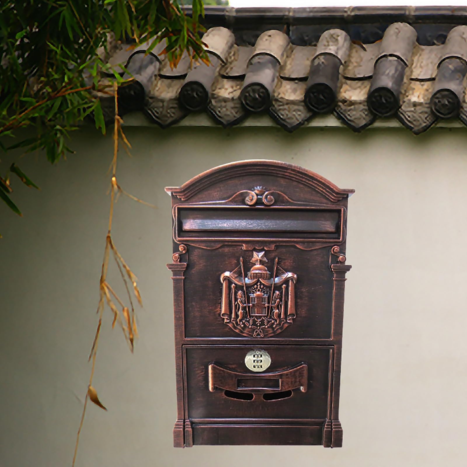 KRXSOBNV Mailboxes, Creative Aluminum Password Lock Mailbox, Retro European Style, Suitable for A Variety of Scenarios
