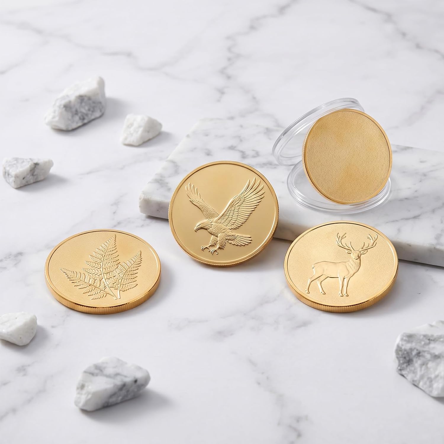 20pcs Blank Brass Coins for Laser Engraving, Gold Iron Challenge Coin Blanks 1.57 Inch Diameter 0.098 Inch Thick with Acrylic Box for DIY Crafts, Birthday Travel Commemorative Collection
