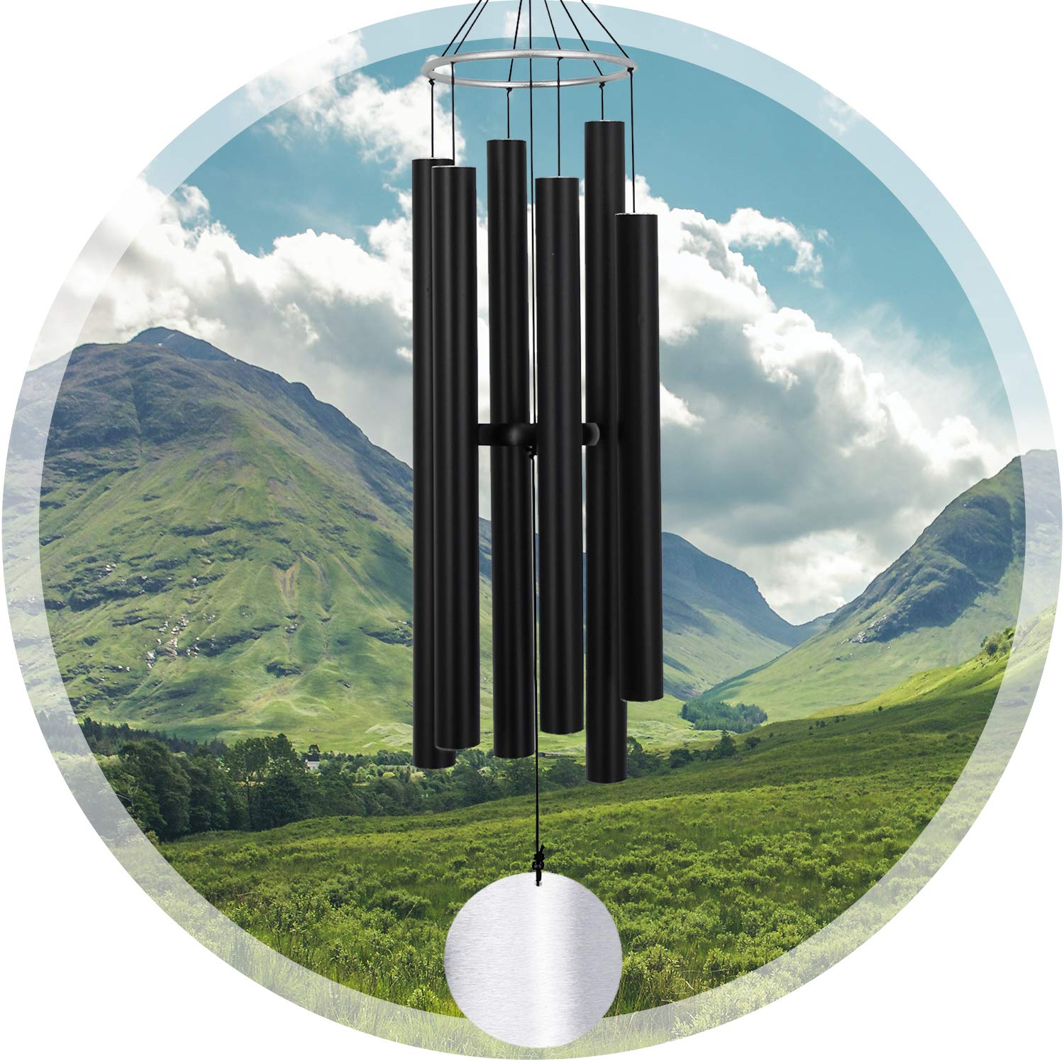 Wind Chimes Outdoor Large Deep Tone,Sympathy WindChimes in Memory of Loved One,42 Inch Large Memorial Tuned Windchime for Outside,Sympathy and Memorial Gift for Mother,Family, Garden Décor (Black)