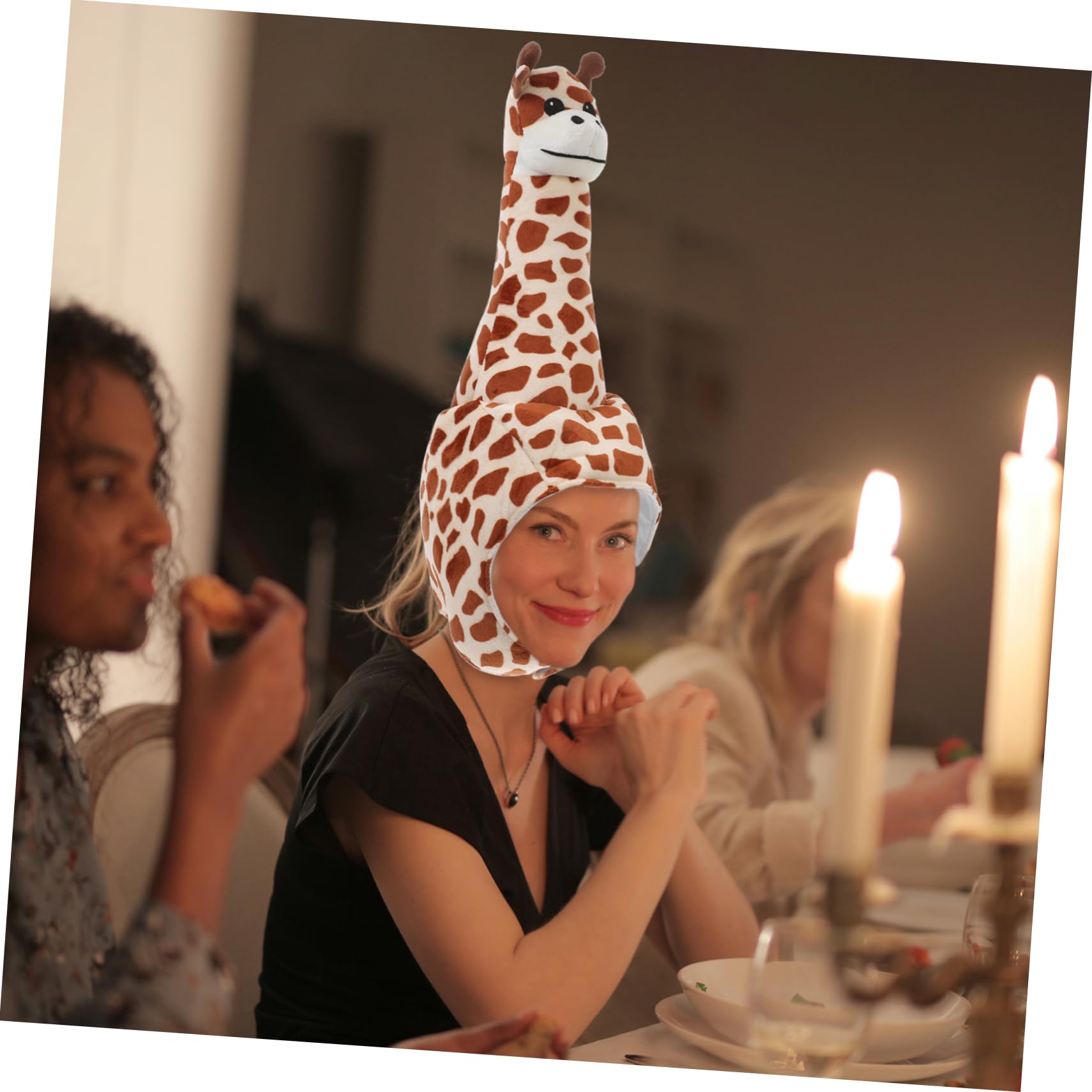 ibasenice Cappello Imbottitura Pp in Peluche Forma di Giraffa Comodo da Indossare come Accessorio per Feste e Travestimenti di Carnevale