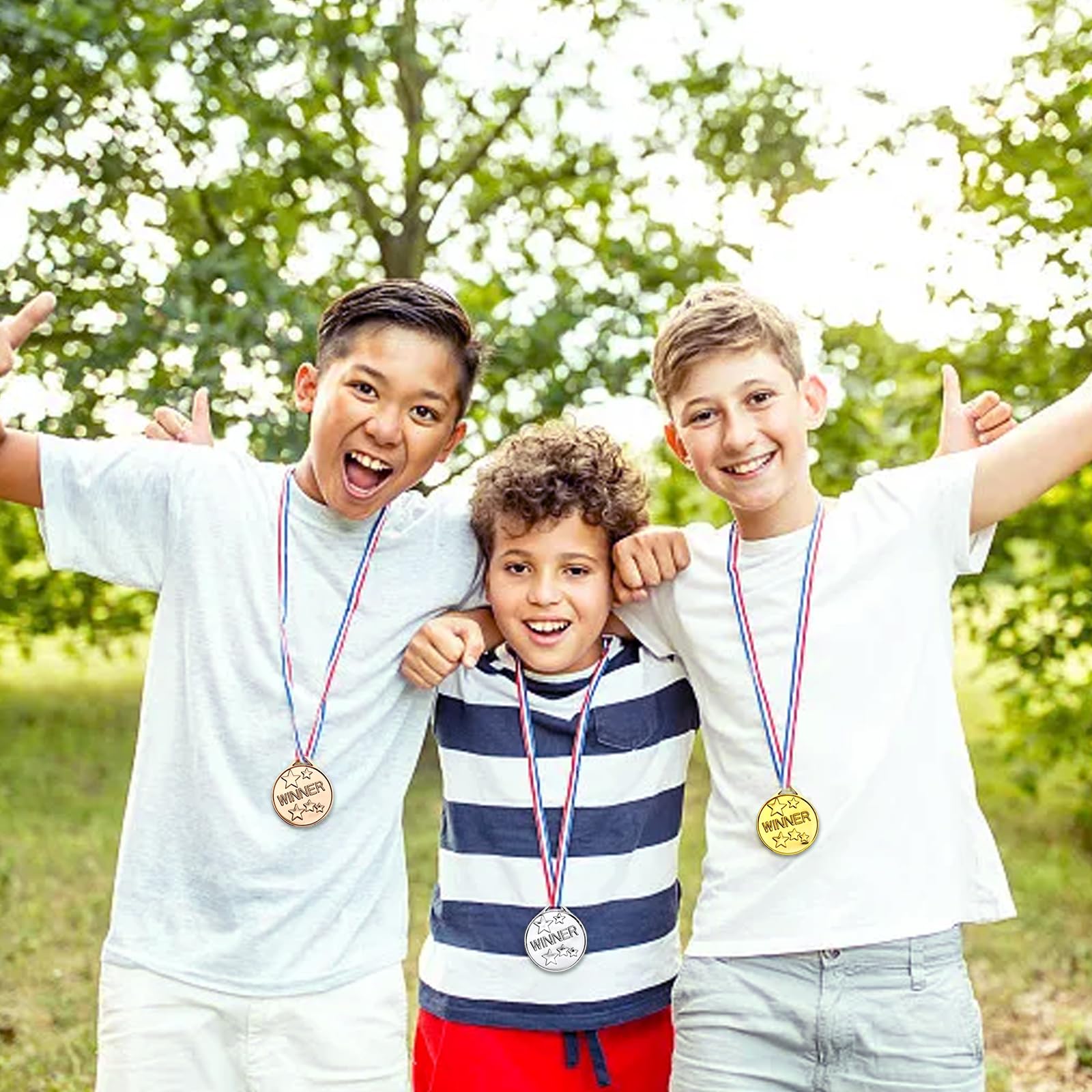 Lot De 6 Médailles ENHZHIC – Or, Argent, Bronze, 6 Cm, Ruban 40 Cm, Récompenses Enfant, Plastique, Compétition Scolaire
