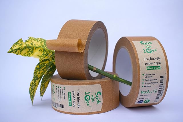 3xPro Tape 184HD Rubber High Tensile Kraft Paper Tape Carton Sealing, Recyclable Brown Cellotape, Packing Parcel wrapping gift Cardboard Boxes, & Moving House, Eco Friendly Packaging Fragile sellotape