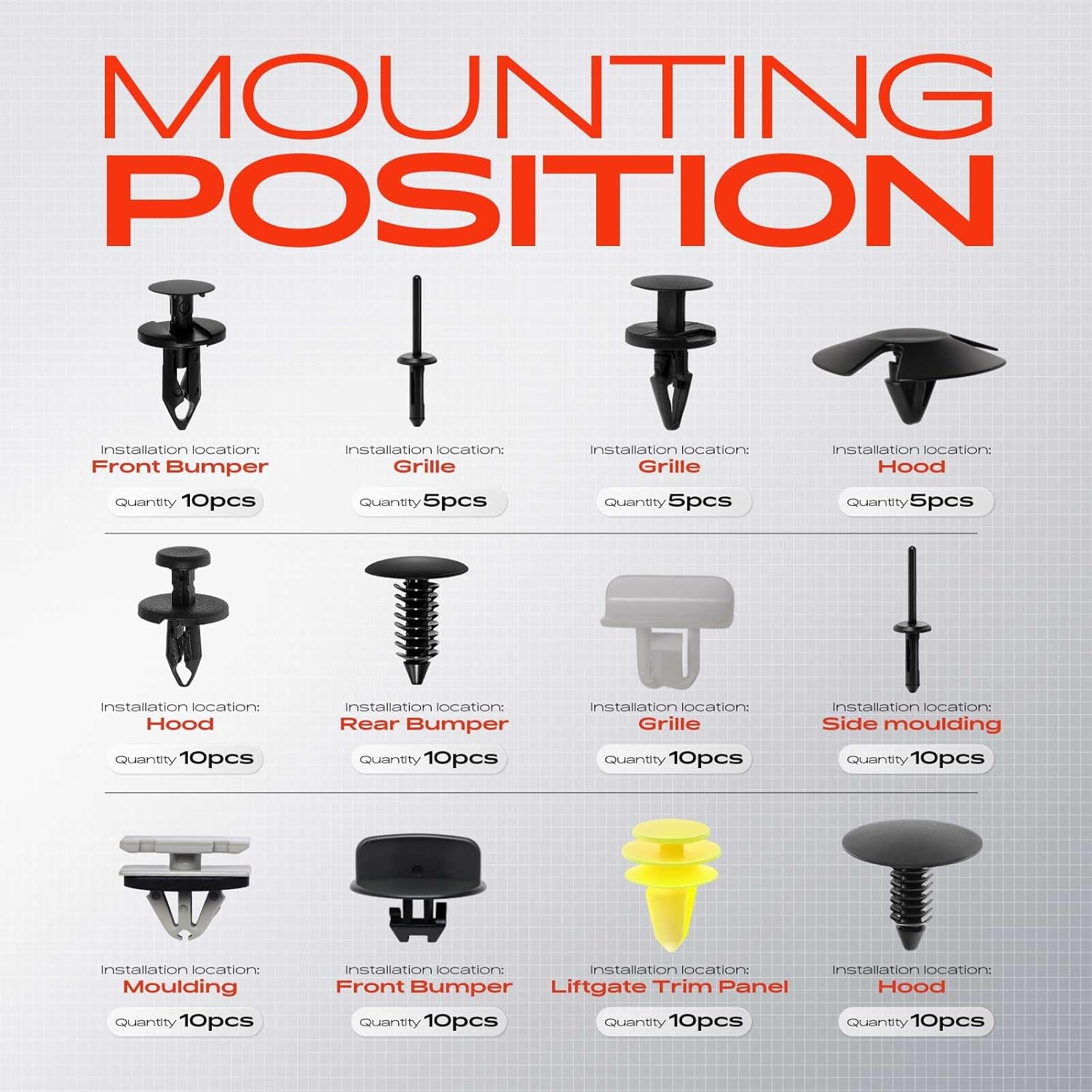 A-Premium (12 Sizes/25 oz) Bumper Hood Retainer Clips Kit - Compatible with Jeep Grand Cherokee WK2 2017-2020 - Fender Flare Grille Push Pin Plastic Nylon Rivet Fastener Set, w/Removal Tool, 98PCS