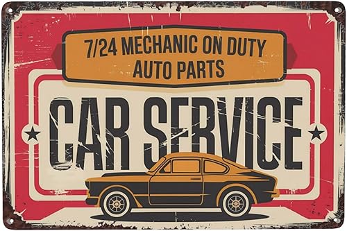 Cartel de lata retro de servicio de coches, decoración de pared de metal vintage de 8 x 12 pulgadas para garaje, taller o tienda de automóviles,