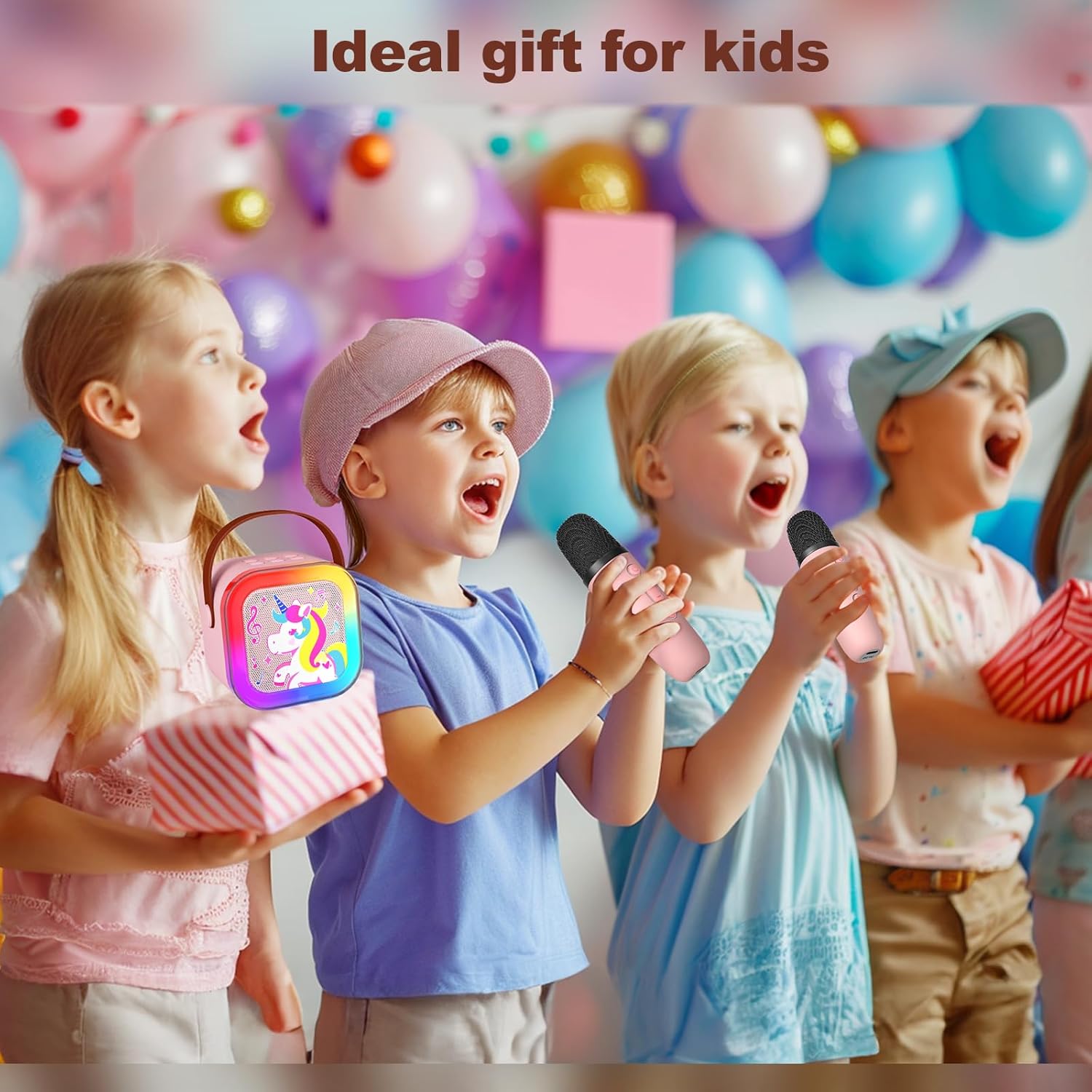 Mini Karaoke Machine with 2 Wireless Microphones, Karaoke Machine for Kids Adults, Singing Toys for Ages 3, 4, 5, 6, 7, 8 +, Best Gift for Birthday, Party, Christmas | Karaoke Machine for Girls - Image 9