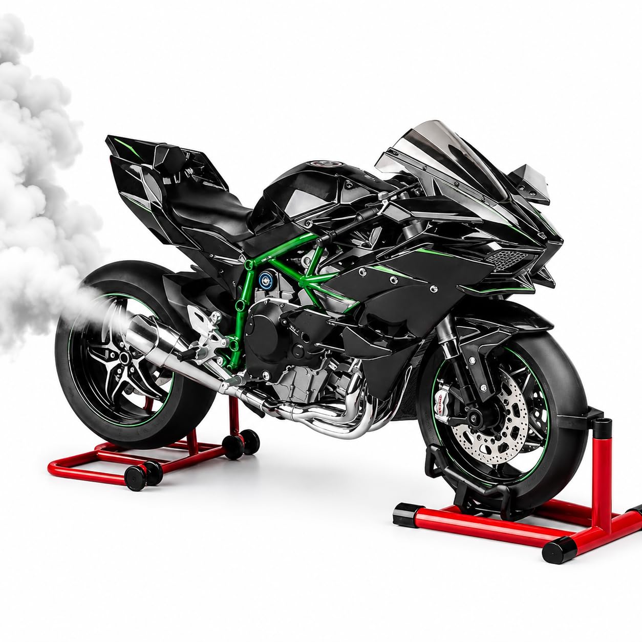 SUPER TOY 1/6 Scale Sports Niinjja Diecast Motorcycle Model Bike with Smoke Effect, Sound & Light, Rotating Rear Wheel, Alloy Collector Edition with Display Stand-image-27