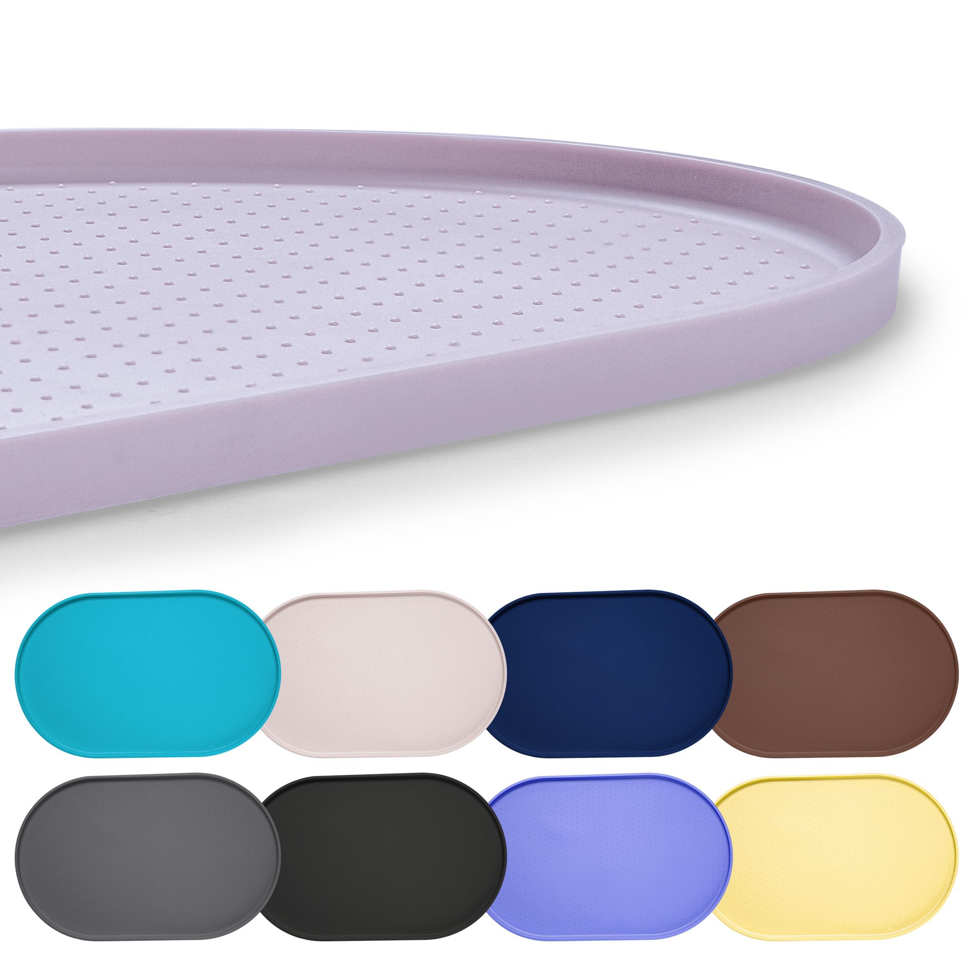 Hubulk 100% Waterproof Silicone Pet Feeding Mat with Raised Edge for Food and Water, Dog Bowl Mats, Cat Bowls Placemat with High Lip Protects Floor for Cats and Dogs (Dove, 16"L x 10"W) — image 1