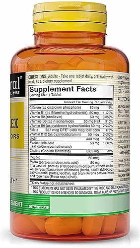 Miniatura 2 de Mason Vitamins Super B 50 Complex All Eleven "B" Factors Tabletas, 60 unidades