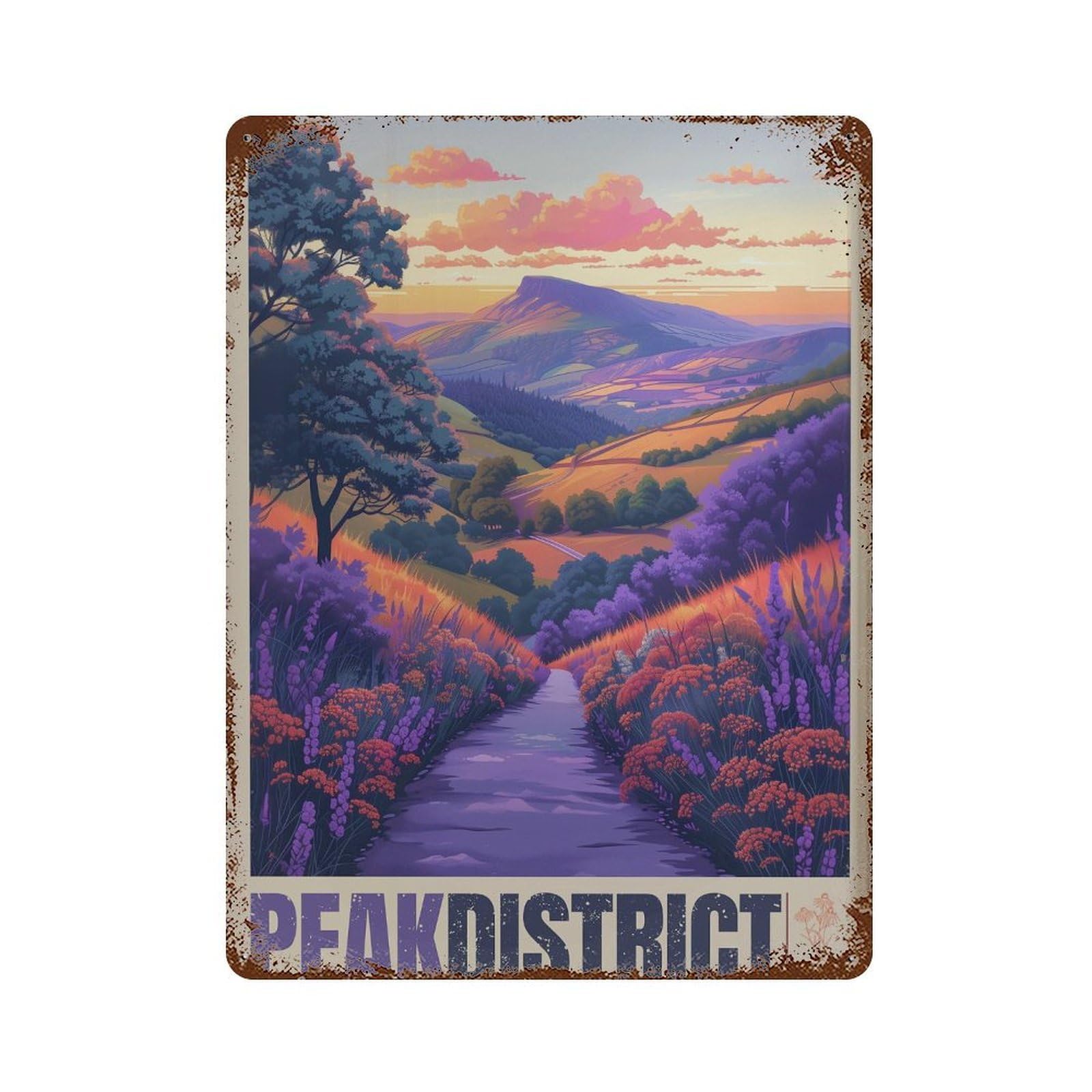 xiaoxiaoshen Purple Peak District Wall Decor Art Metal Tin Poster Modern Home Decor Art Home Bar Shop Decorations Vintage Sign 40x30cm