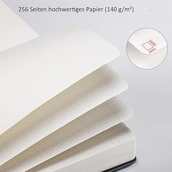 Notebook A5 Dotted - 256 Pages 140 gsm Ink-proof Paper PU Hard Cover - Dotted Bullet Journal for School Office & Everyday Use - Journal Book for Women & Men (14.5 x 21 cm Premium Grey)